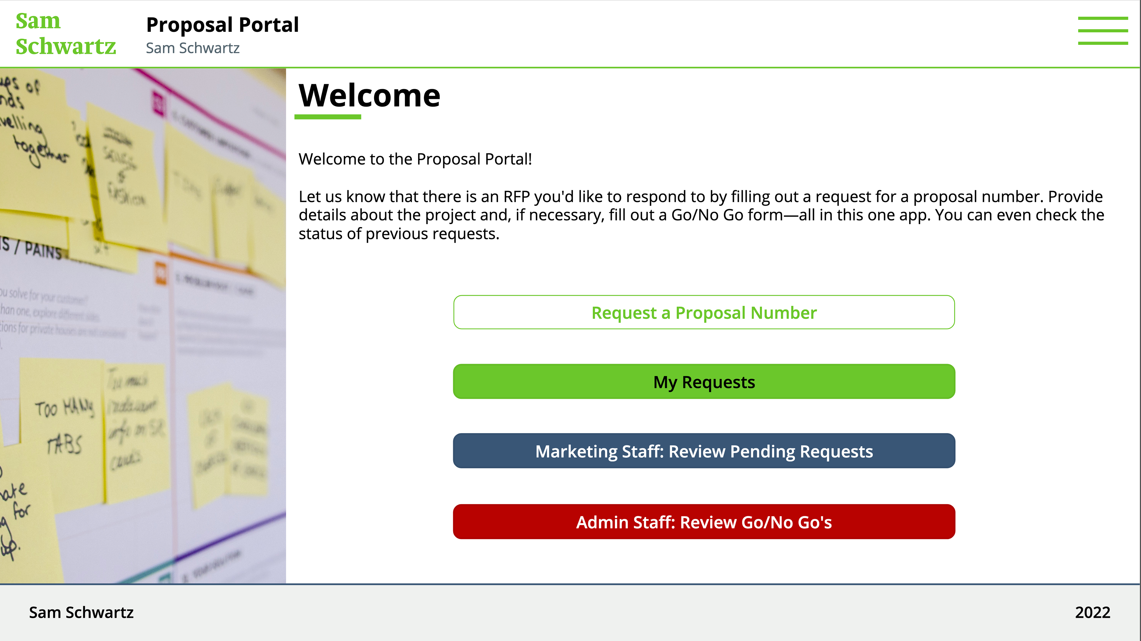 Welcome/Log In Screen