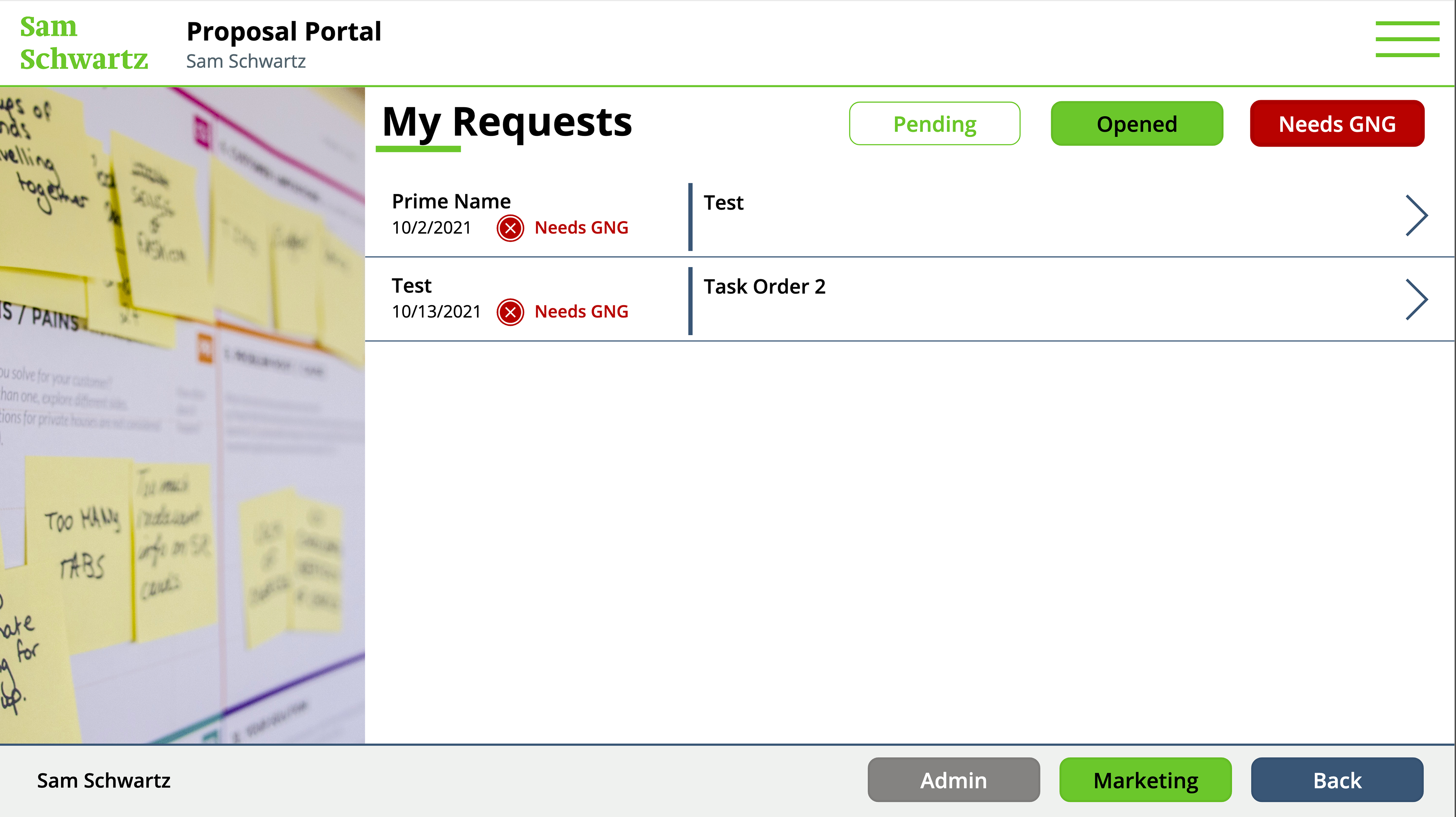 My Requests: Denied (Needs Go/No Go)