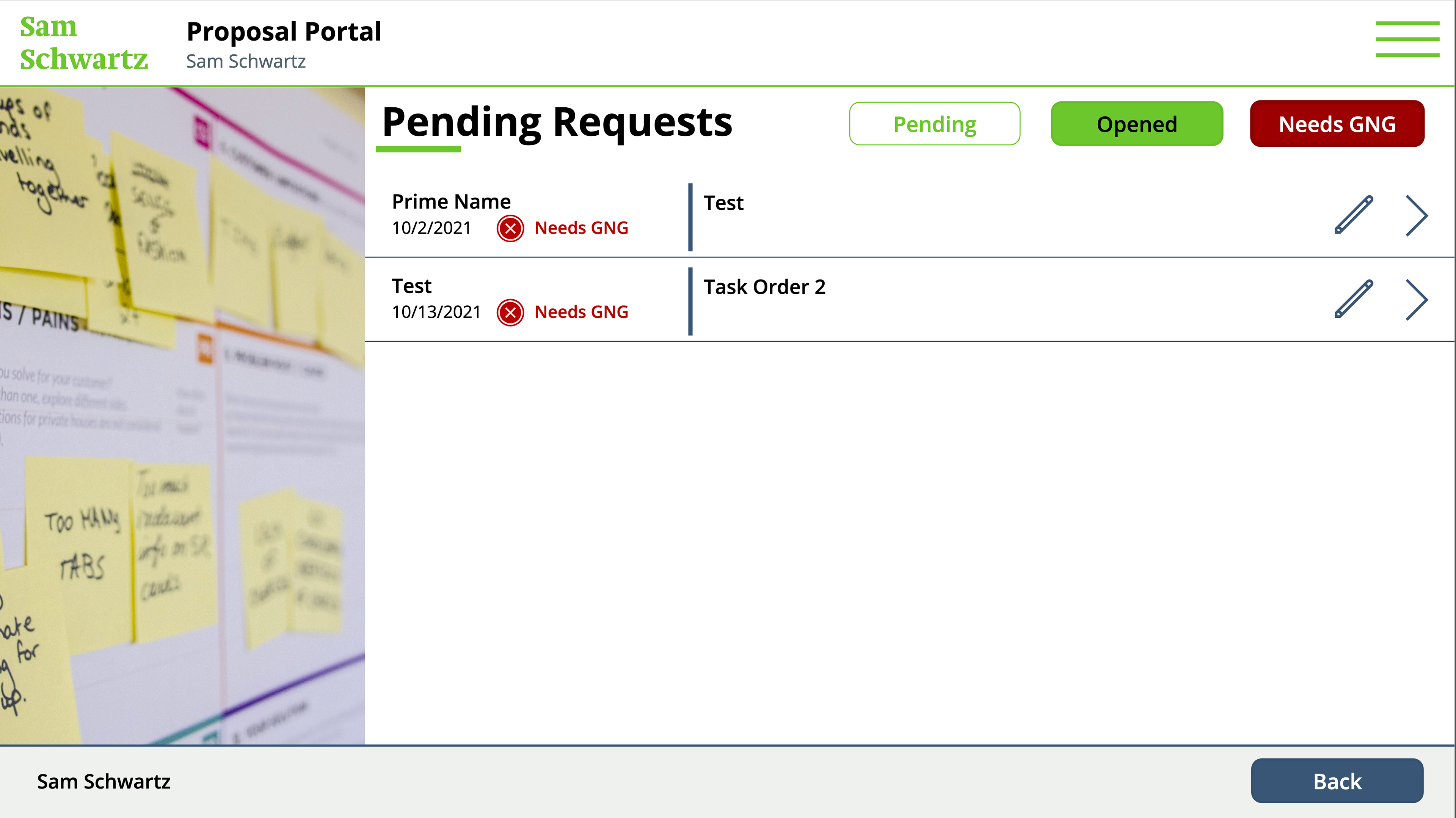 Marketing View: Requests that Require Go/No Go
