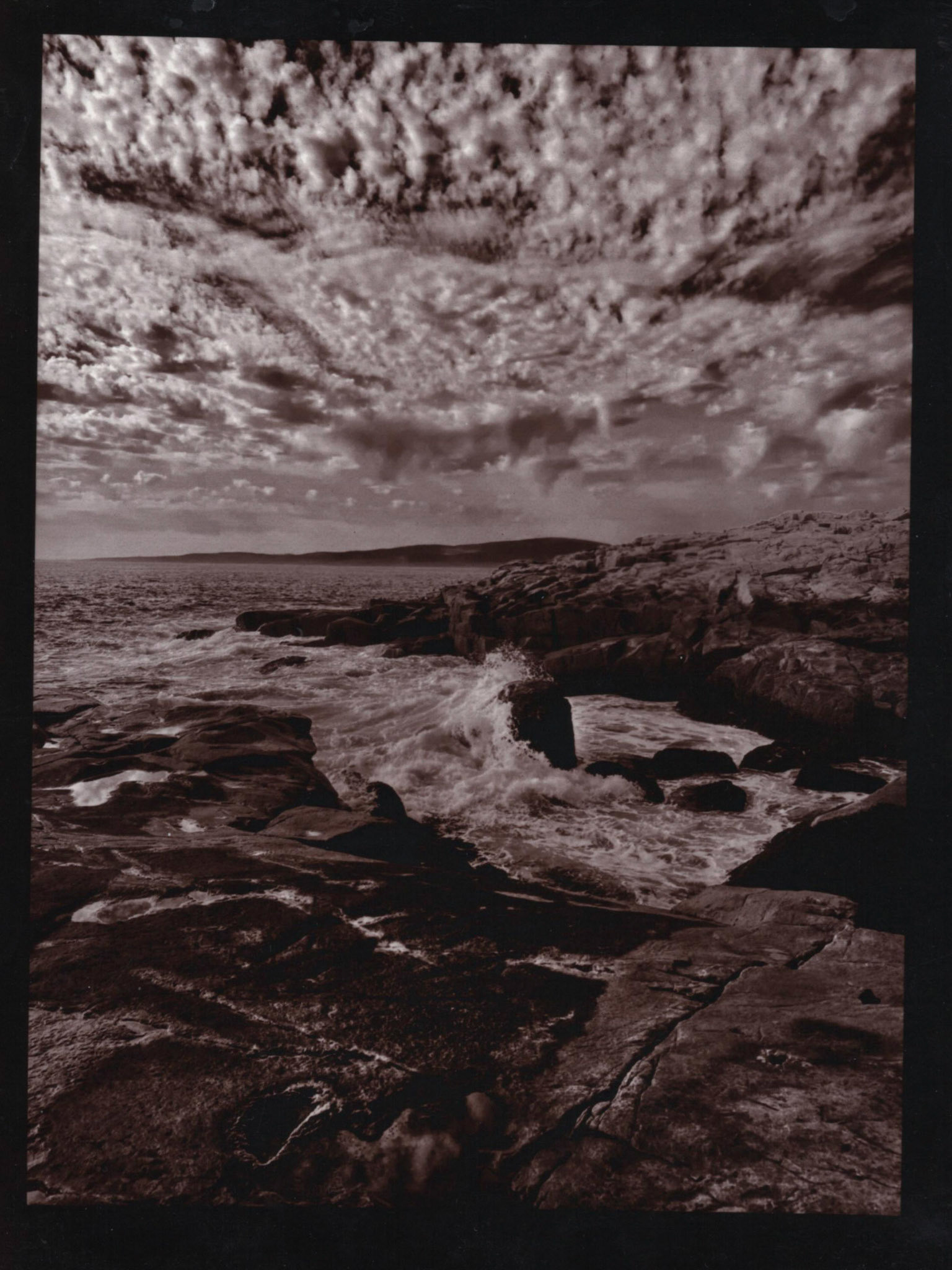 Collodion Printing Out Paper.- Cadillac Mountain Ocean Waves