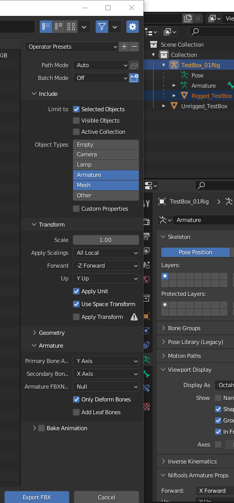Blender Export Settings