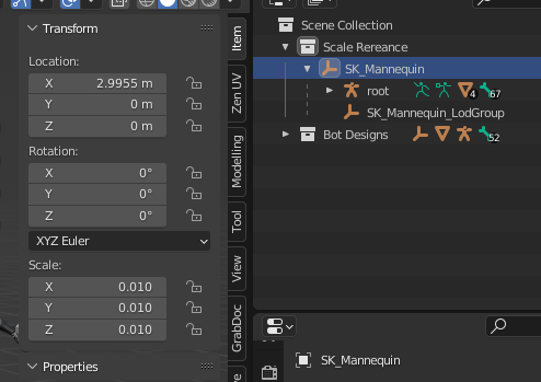 UE4 Mannequin Empty Object Scale