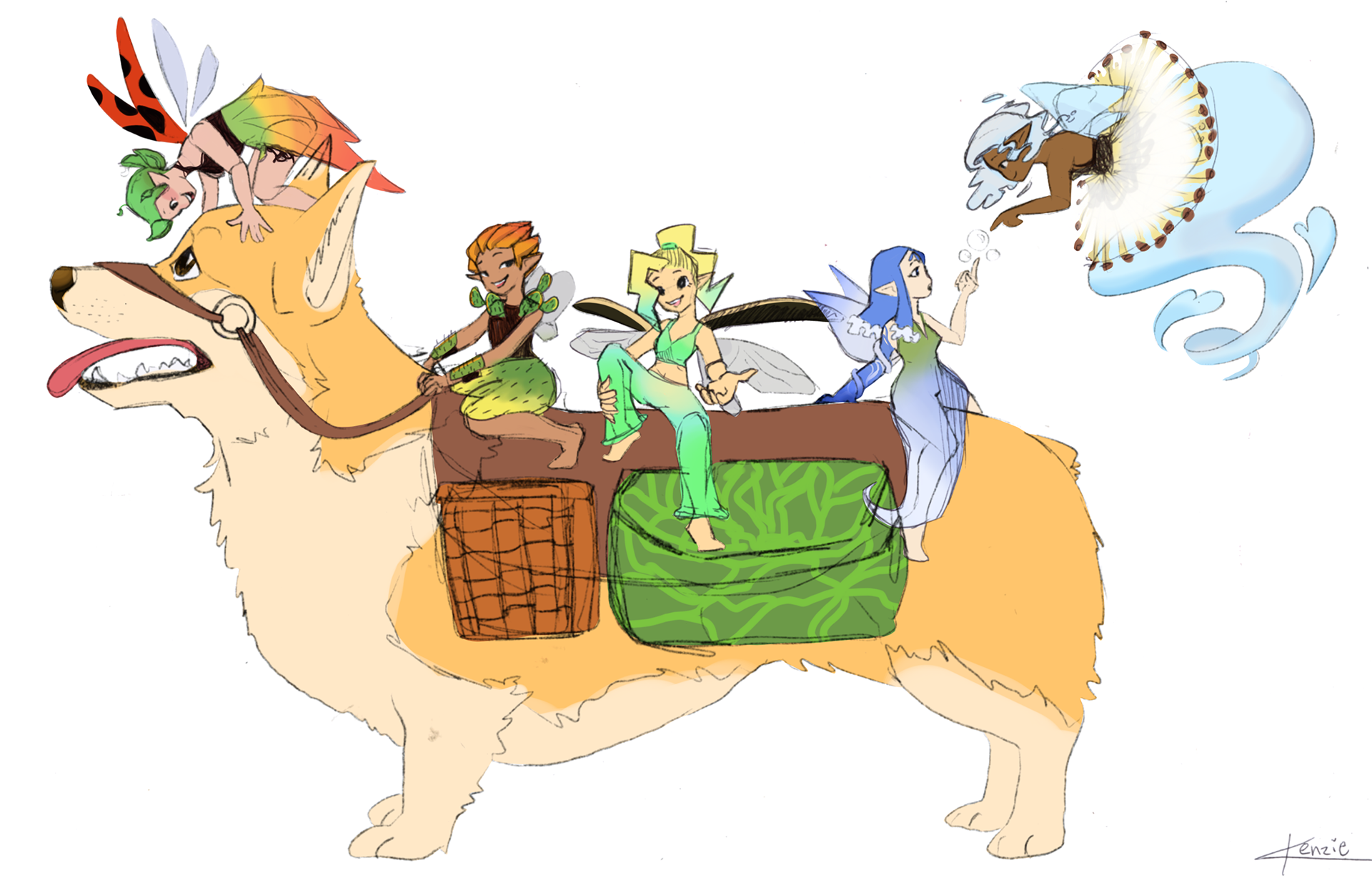 Fae Friends on corgi