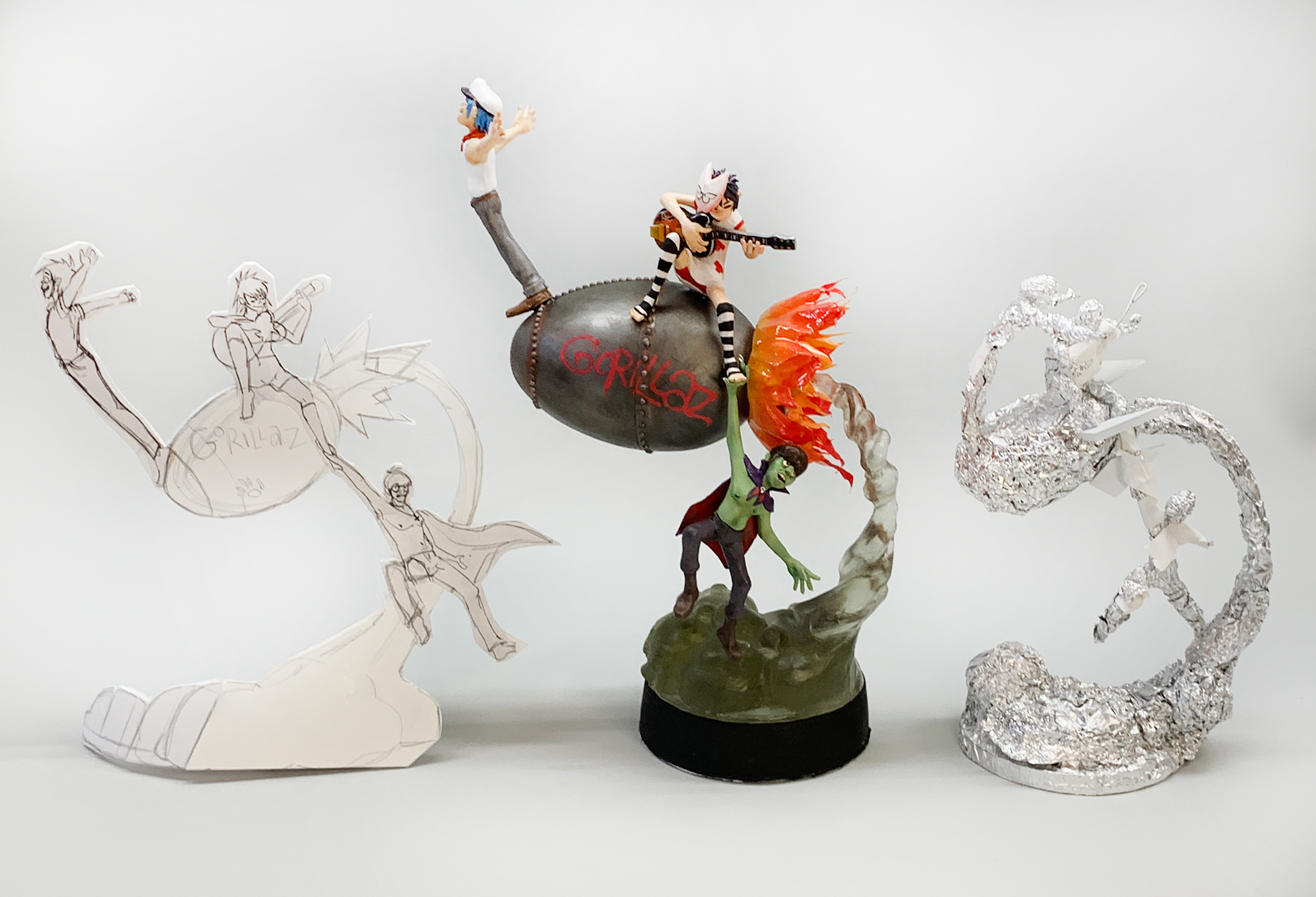 Three stages of sculpture