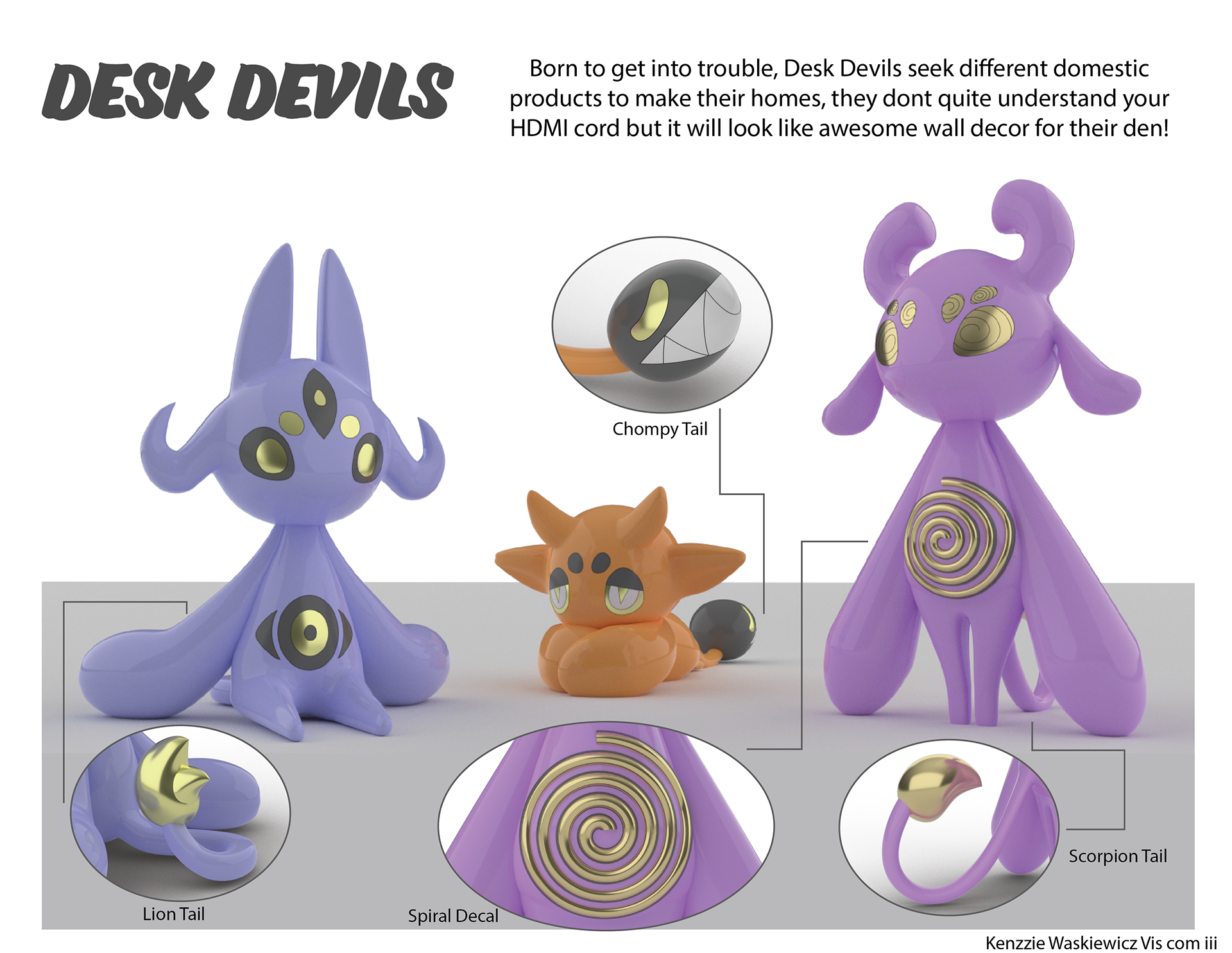 Desk Devils Colored Render