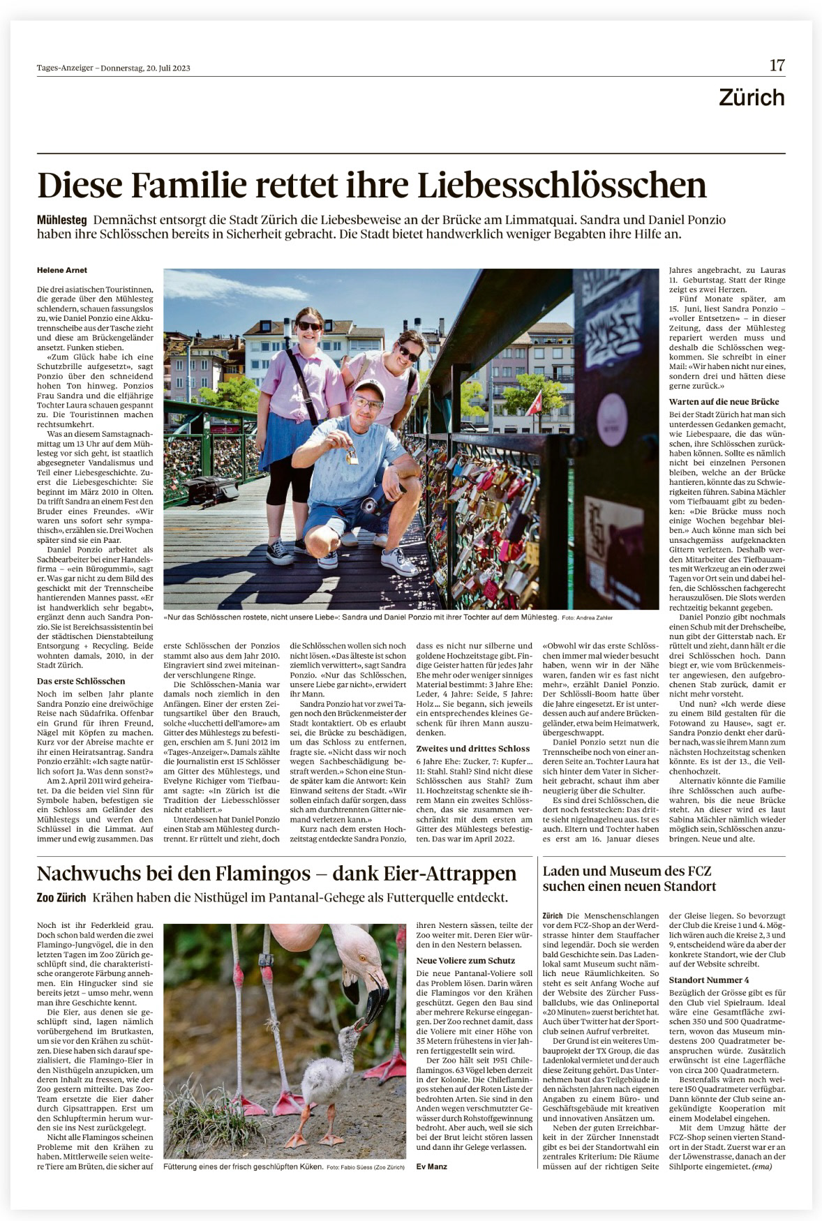 Tages-Anzeiger 20.07.23 © Tages-Anzeiger / Zoo Zürich / Fabio Süess
