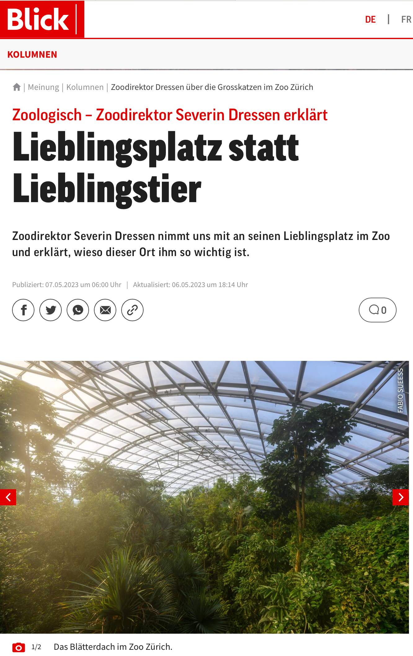 Blick Online 07.05.23 © Blick.ch / Zoo Zürich / Fabio Süess