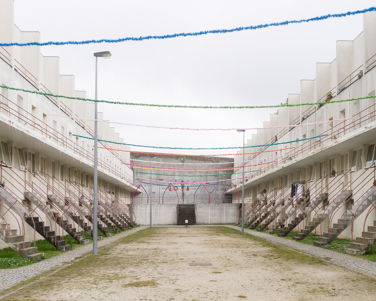 Courtyard of the social housing complex designed by Alvaro Siza in Porto