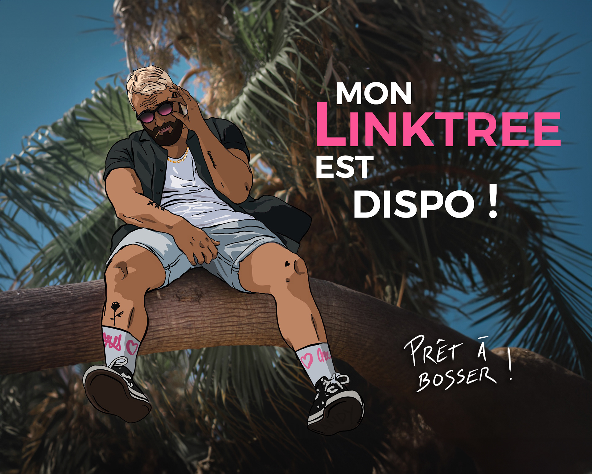 Dans ce post : J'annonce que mon Linktree est en ligne et que je suis prêt à bosser