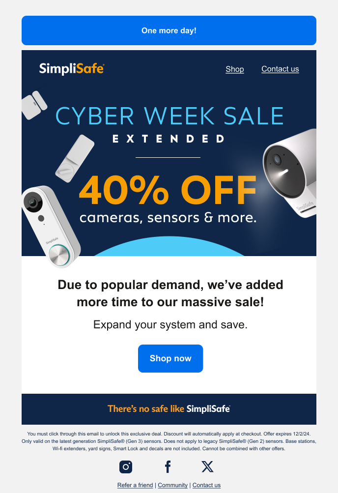 SL: Sale Extended! SimpliSafe® Cyber Week Sale.