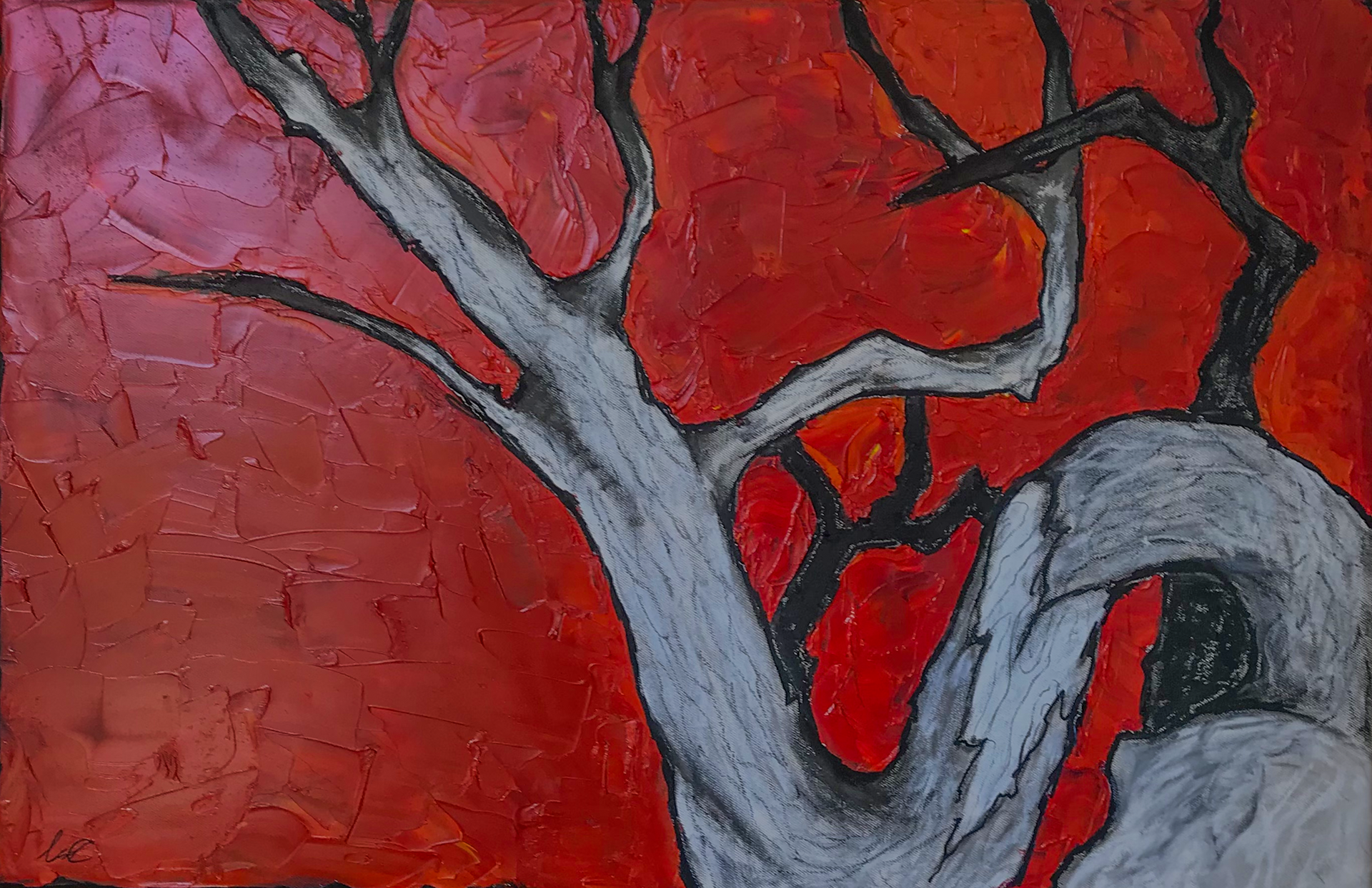 Outreached - 2022, Oil Paint, Oil Pastel and Charcoal on Canvas