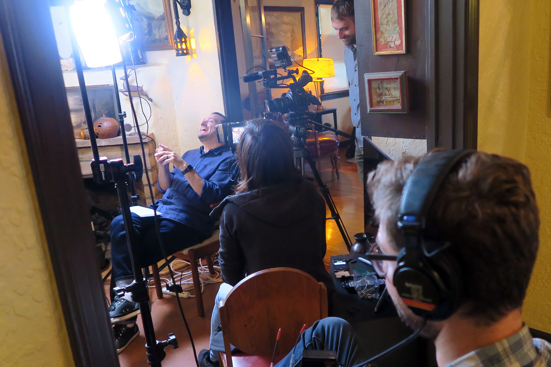 Dion Labriola on an interview set in Los Angeles for "Dear Ike" - photo by Anna Cota Dodge