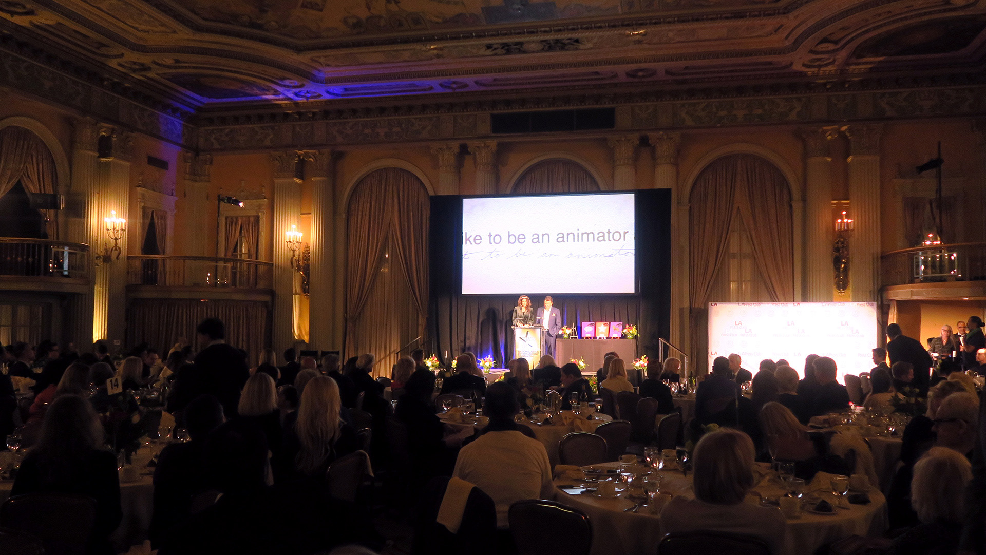 A clip of the film playing after they announced we had won