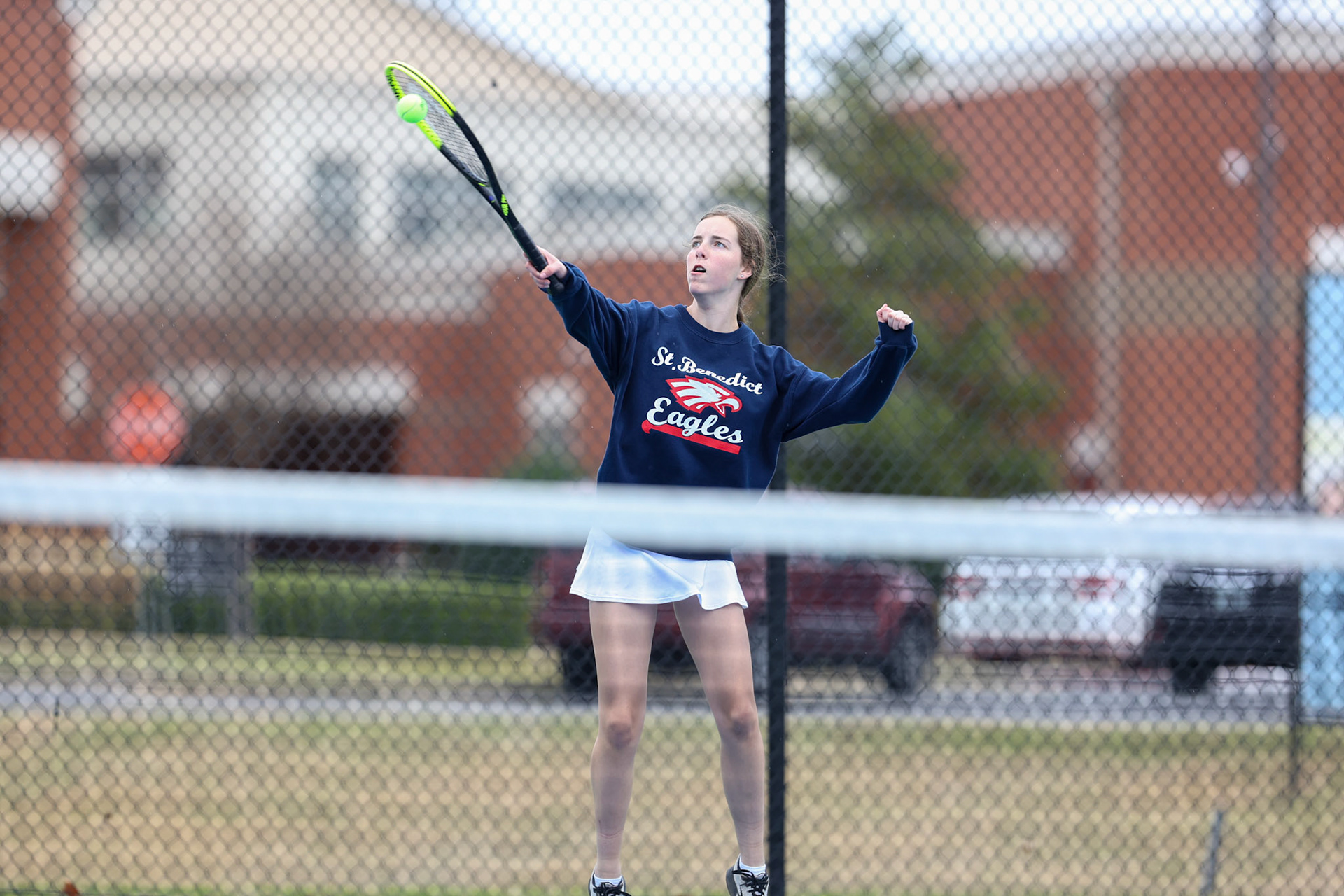 St. Benedict Tennis vs Brighton Cardinals on Wednesday April 6, 2022 at St. Benedict At Auburndale High School in Memphis, TN. (Ryan Beatty/SBA)