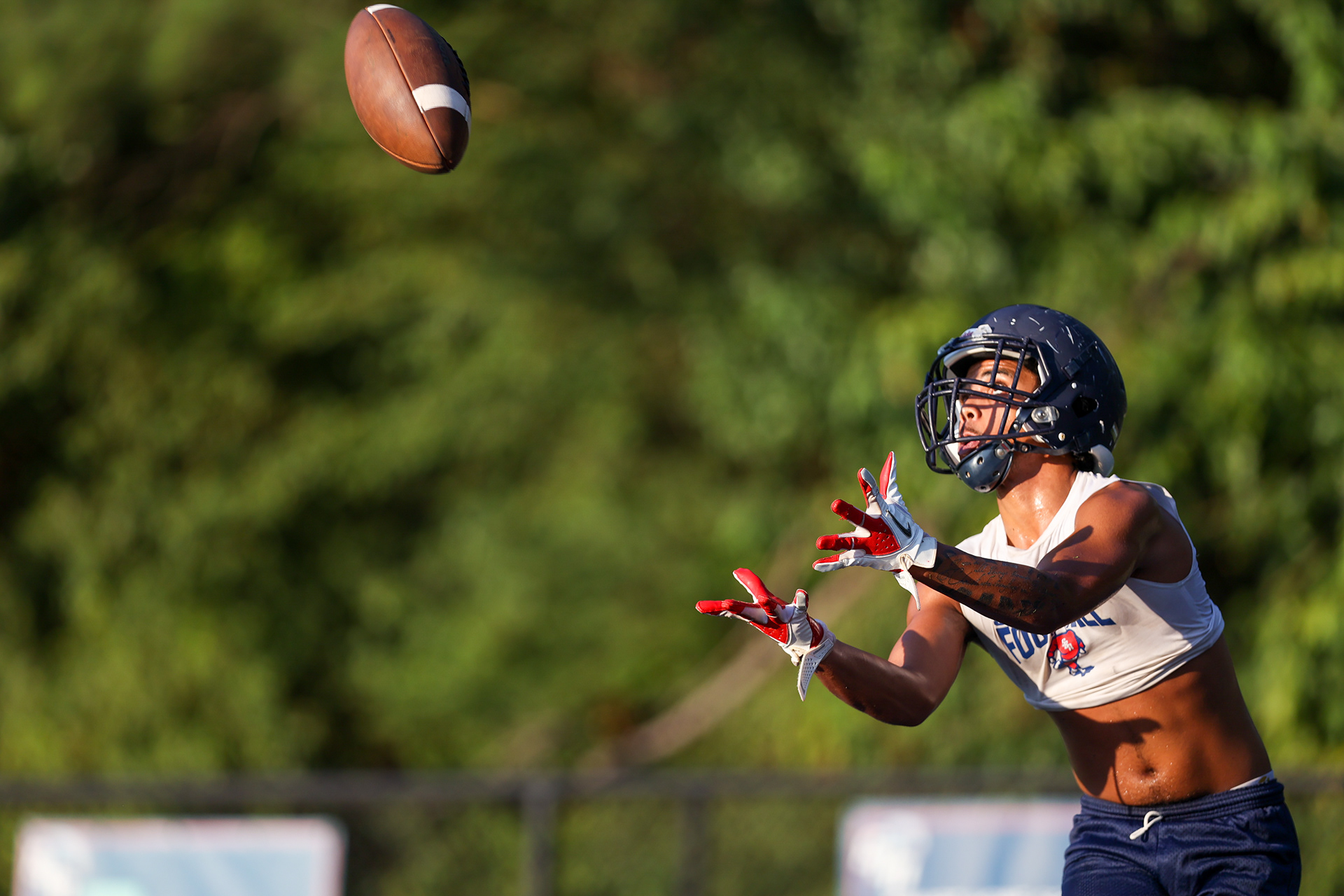 WR Isaiah Bolden catches the ball in a preseason game.