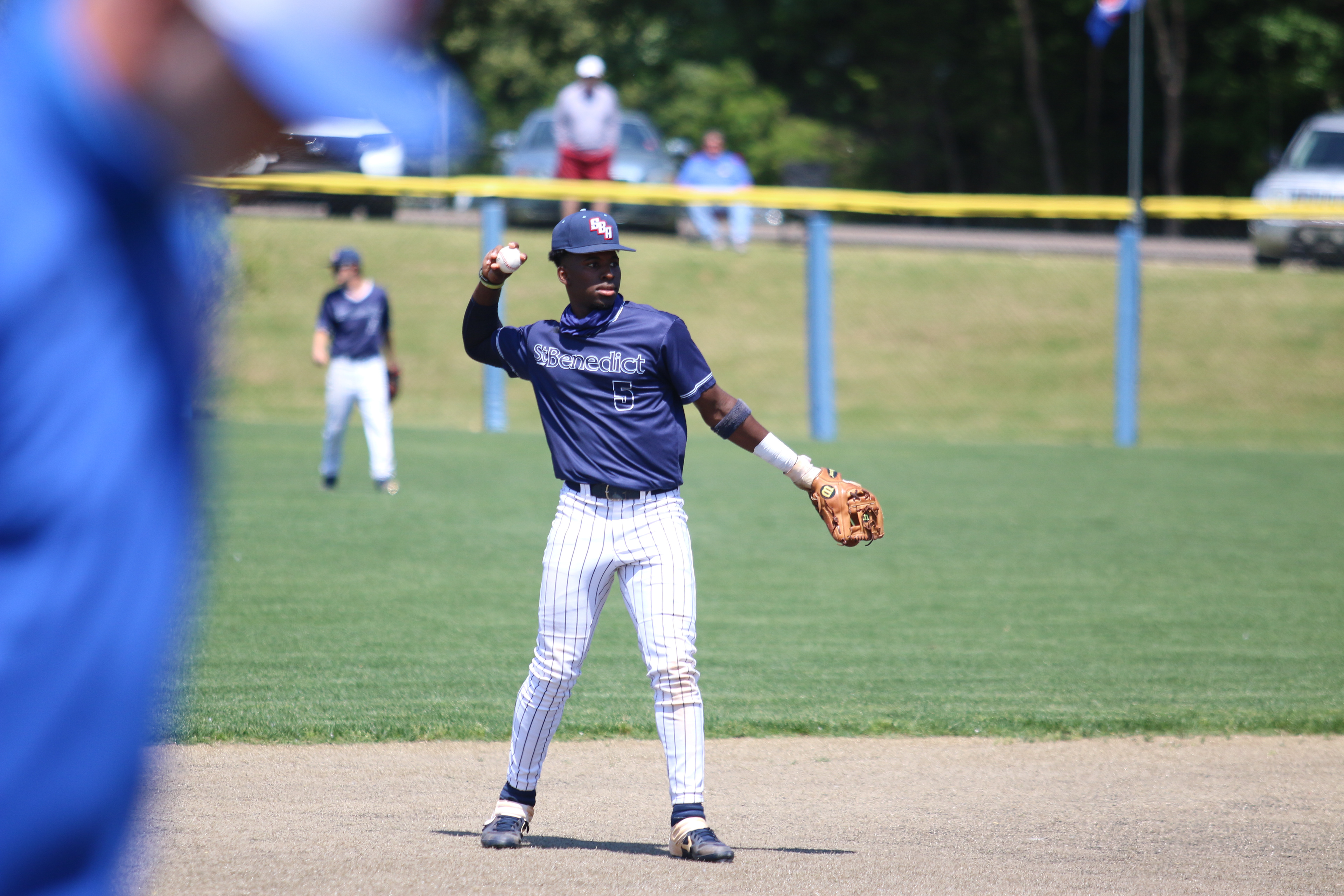 Kaelen Culpepper throws the ball to the pitcher during the Region Game against MUS.