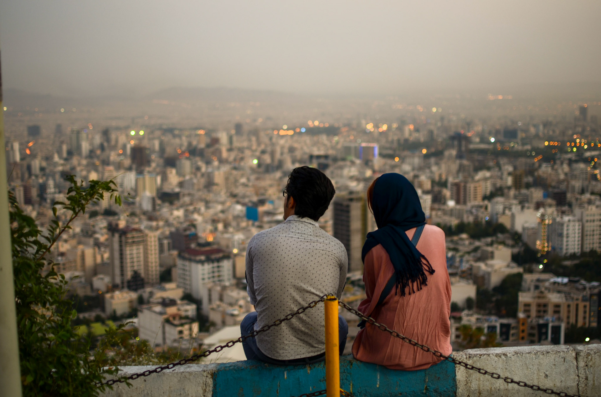 A couple enjoying the view at Baam-e Tehran