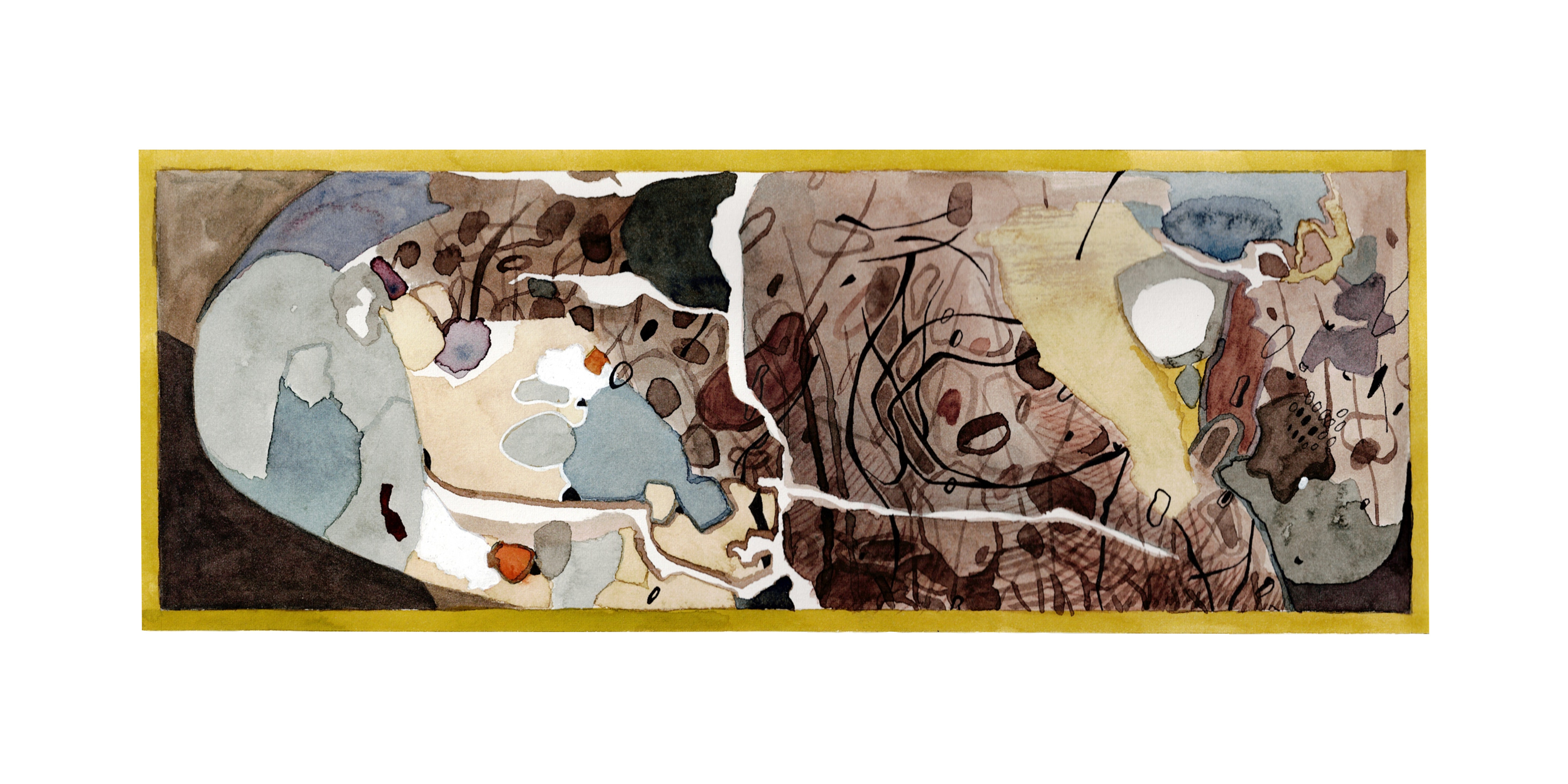 Stone Wrap, 2023, Watercolor, ink, white pigment, 4.5" x 12"