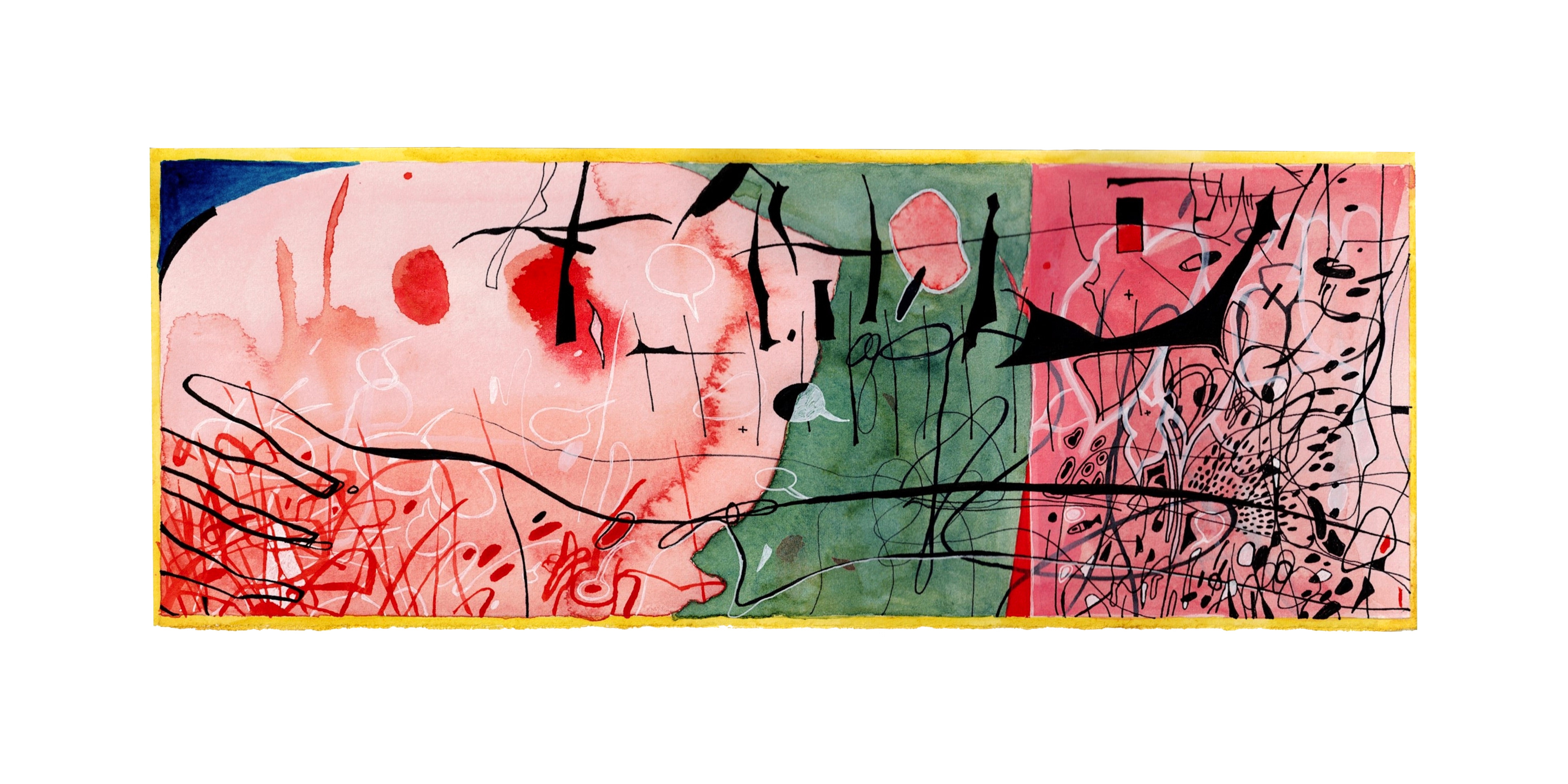 Play Prelude (For Xun), 2023, Watercolor, ink, white pigment, black pigment on paper