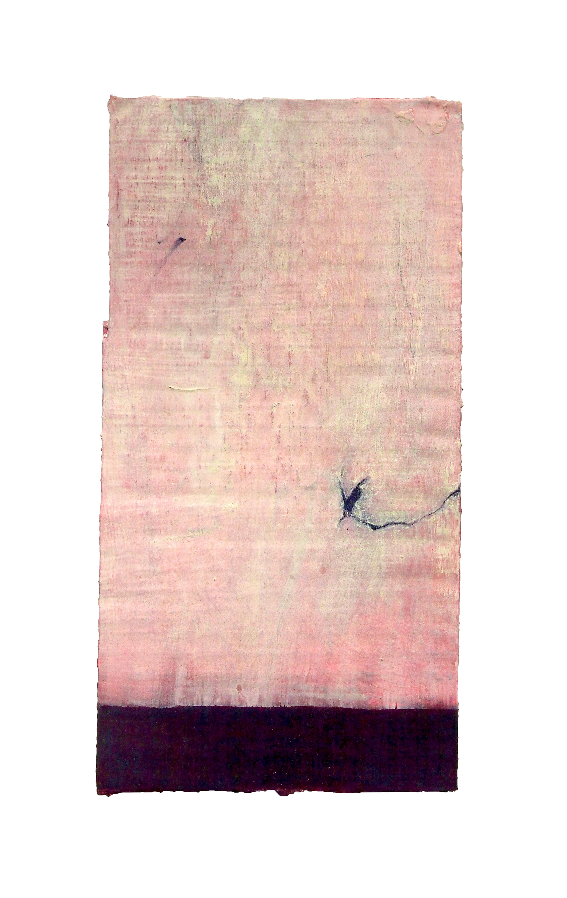 Paper-thin, 2020, Gouache, chalk pastel, charcoal on gesso over cardboard, 10.75" x 5.5"