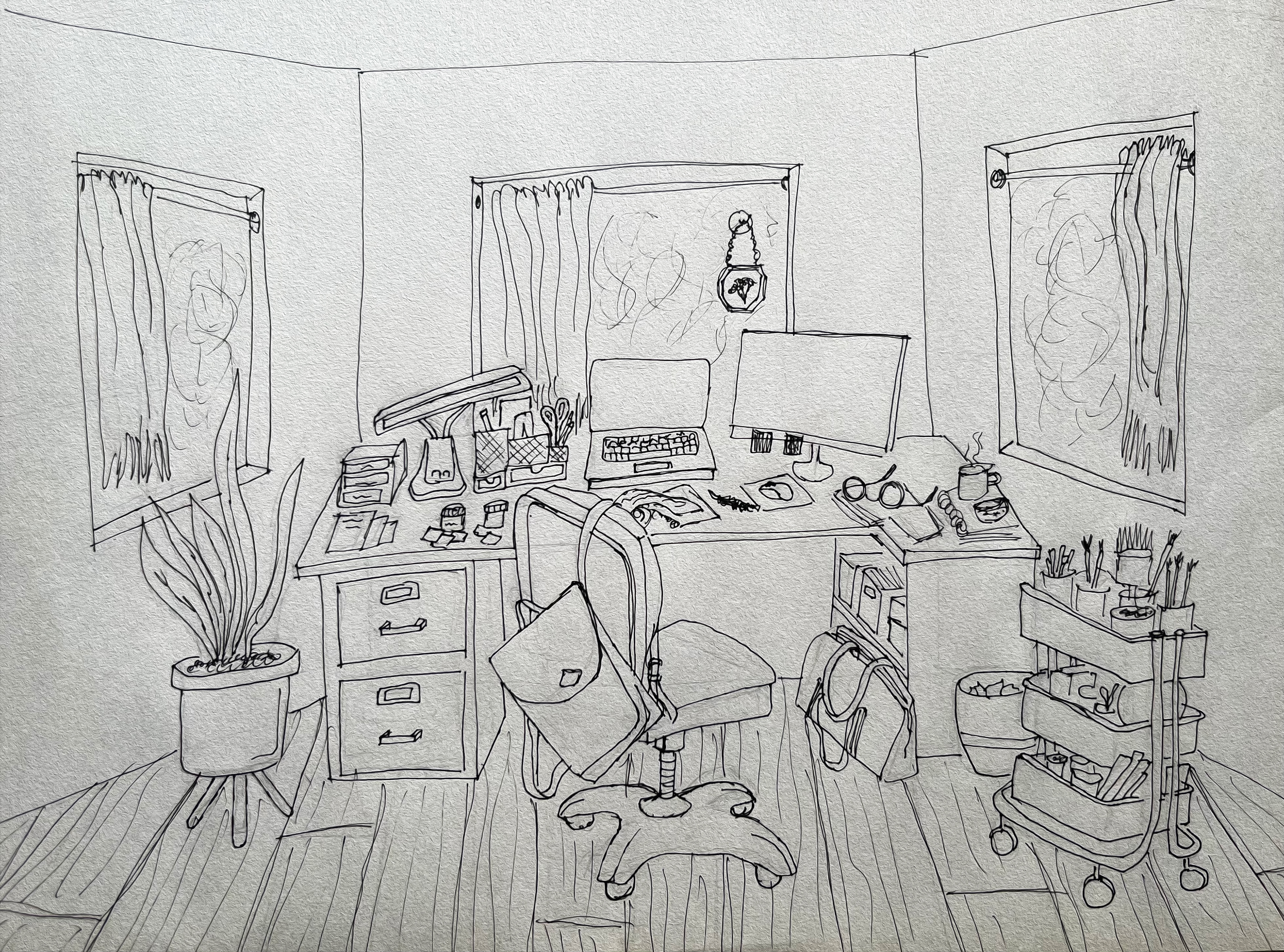 Hand Sketch // Office space