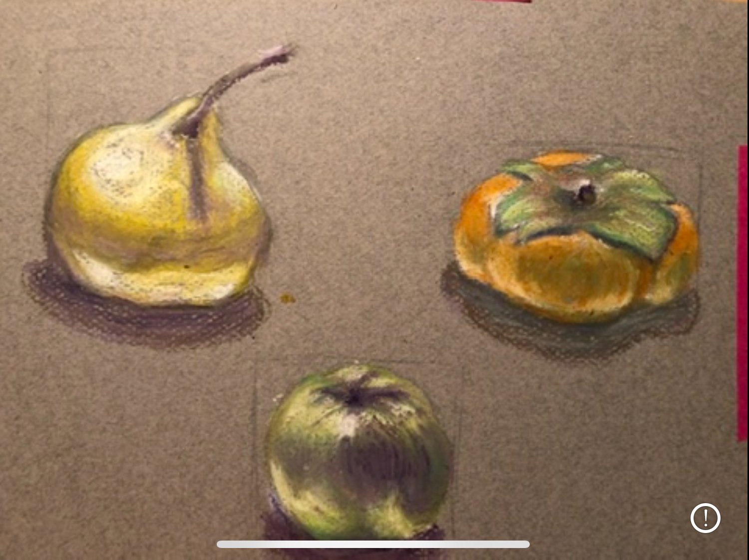 Fruit still life, oil pastels, 2021