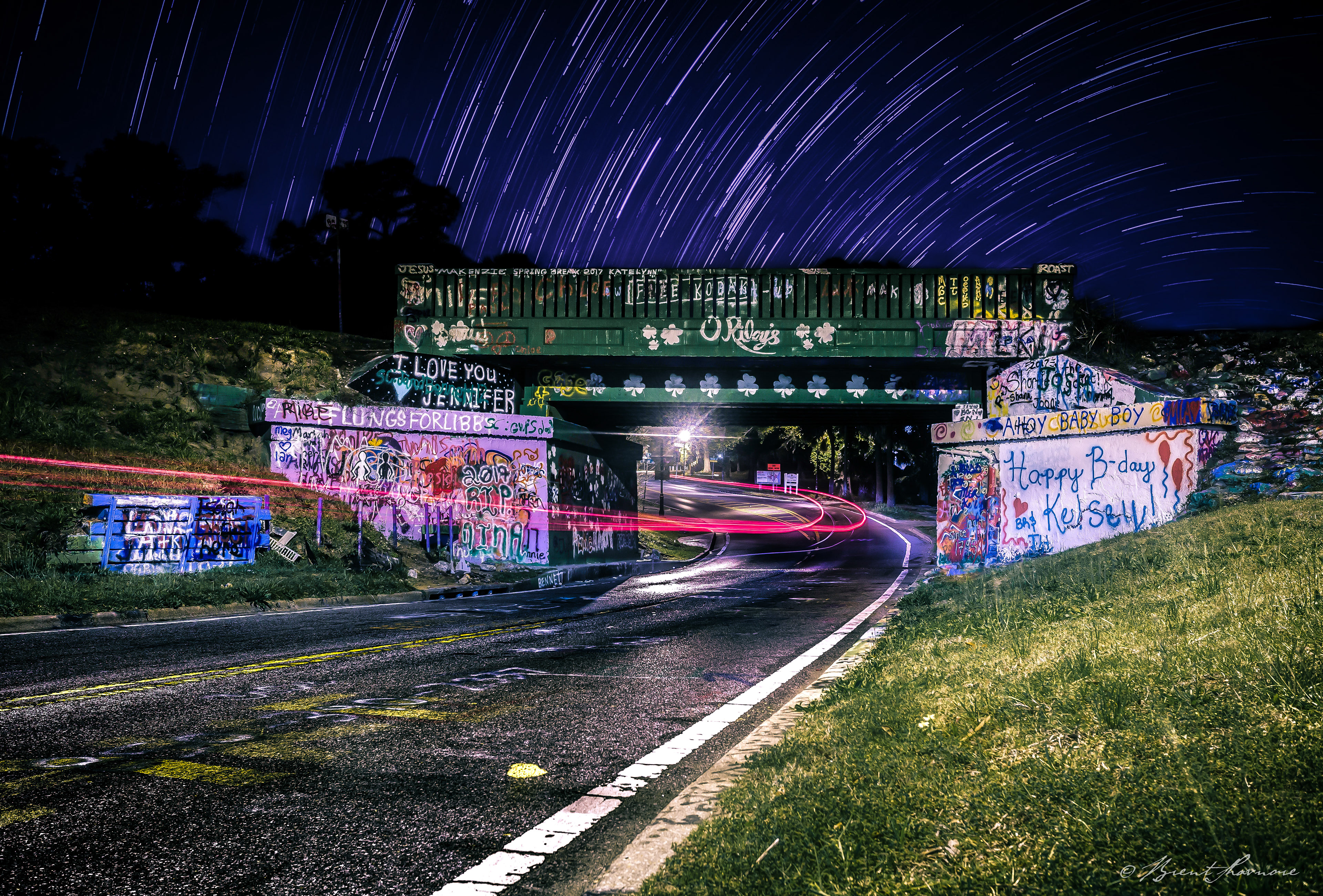 Brent Shavnore Photography- Pensacola Graffiti Bridge Star Trails