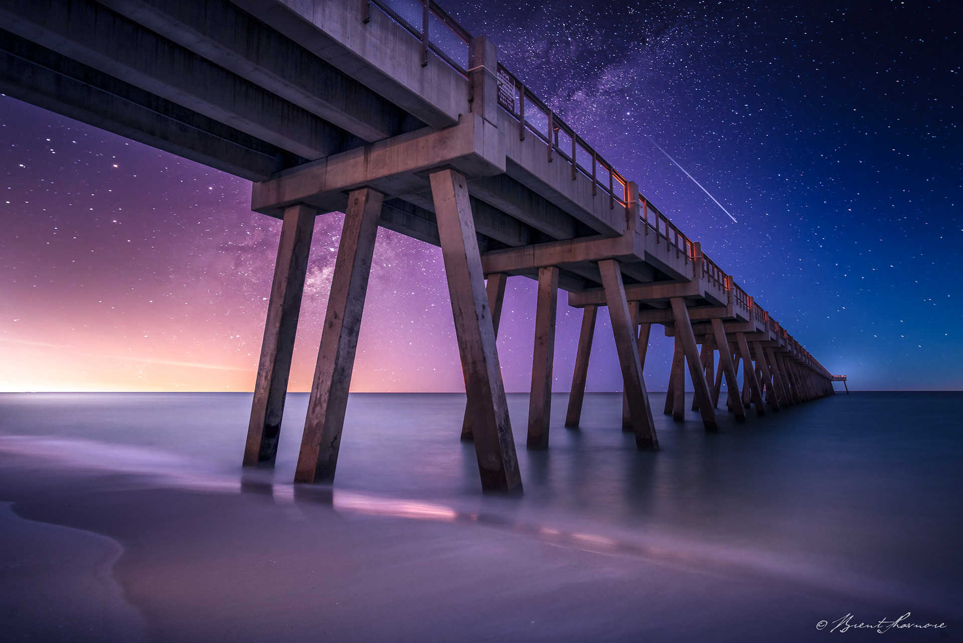 Navarre Beach Milkyway sunrise shooting star