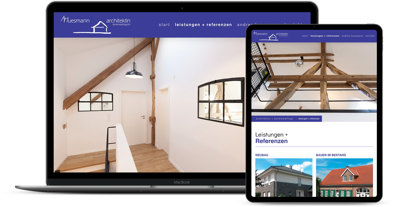 Gestaltung und Umsetzung der Internetseite WWW.ARCHITEKTIN-HUESMANN.DE