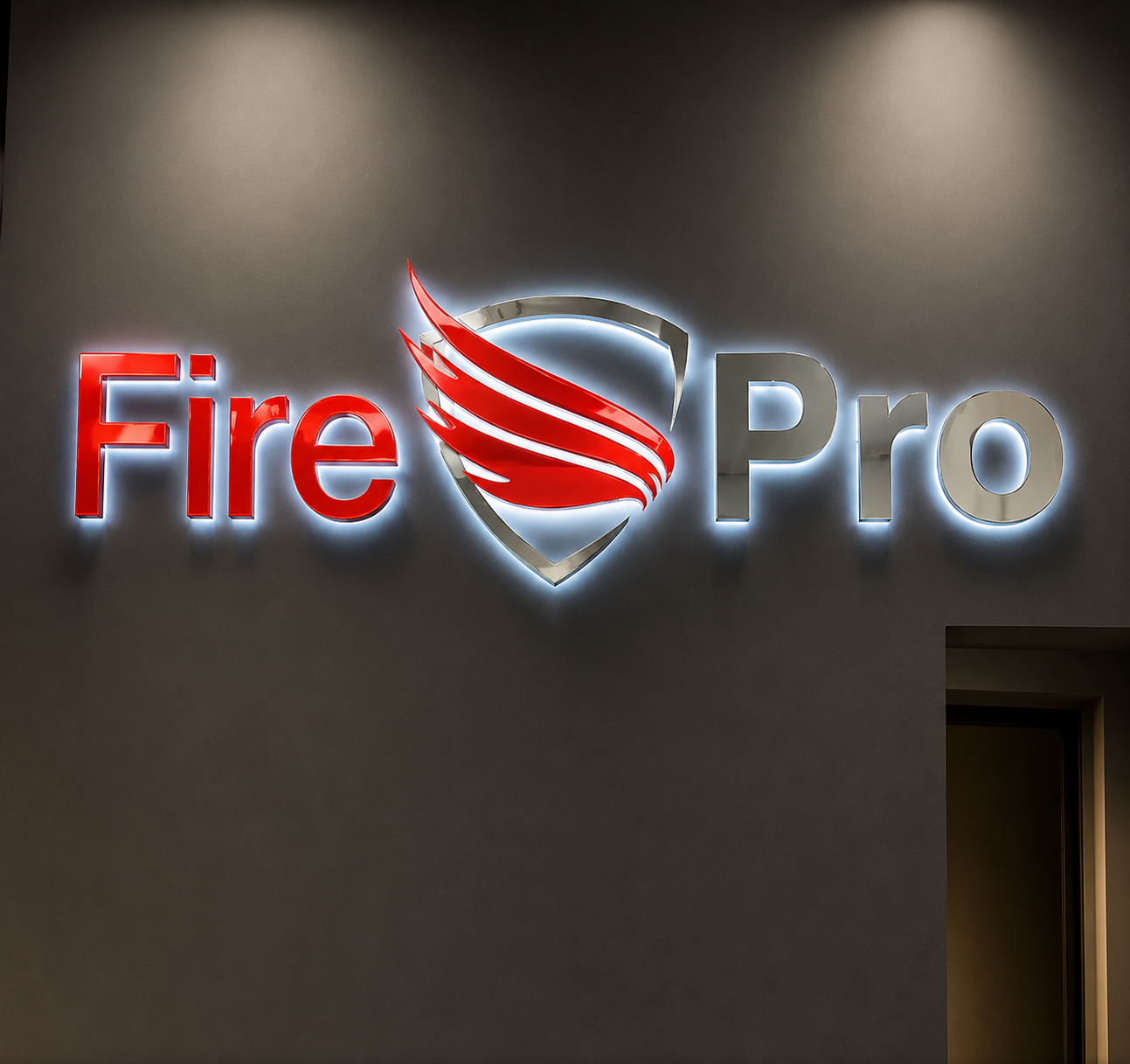 Lettere in PVC espanso con pellicola metallizata e retroilluminazione led. Fire Pro a Martina Franca