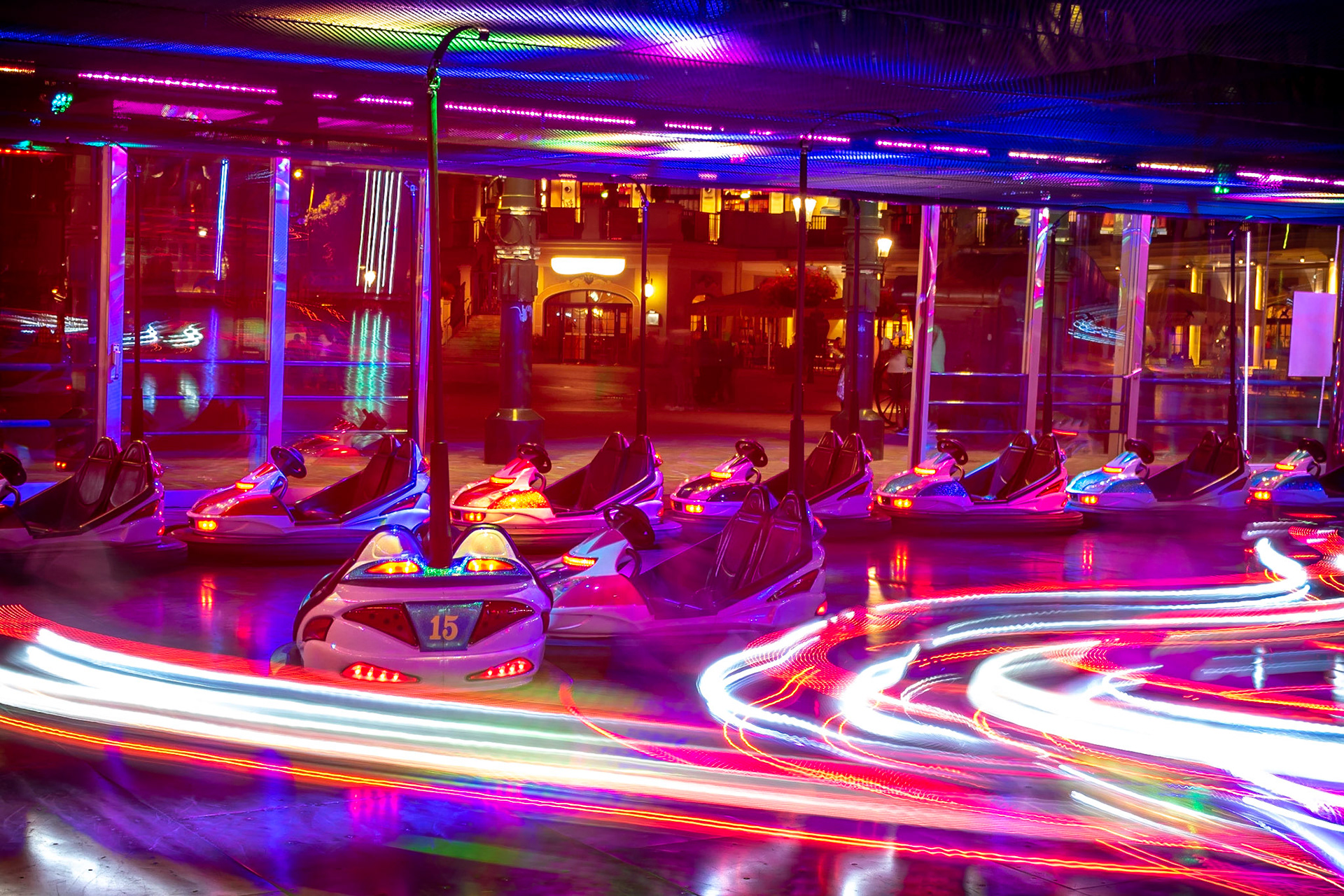 The last shot of my short trip to Vienna. Bumper Cars in lightspeed!