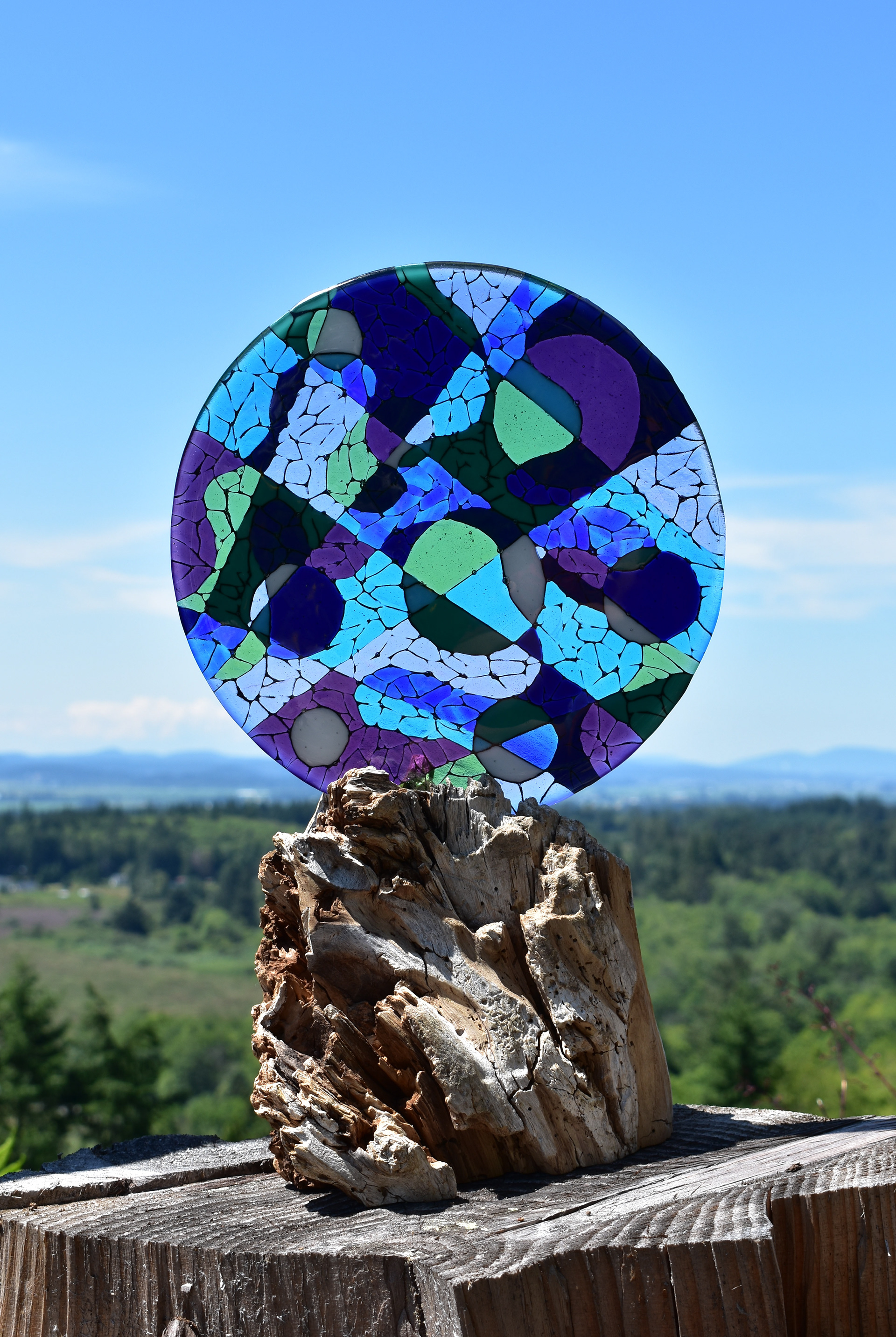 You Belong Among the Wildflowers, 2019, Fused glass and wood