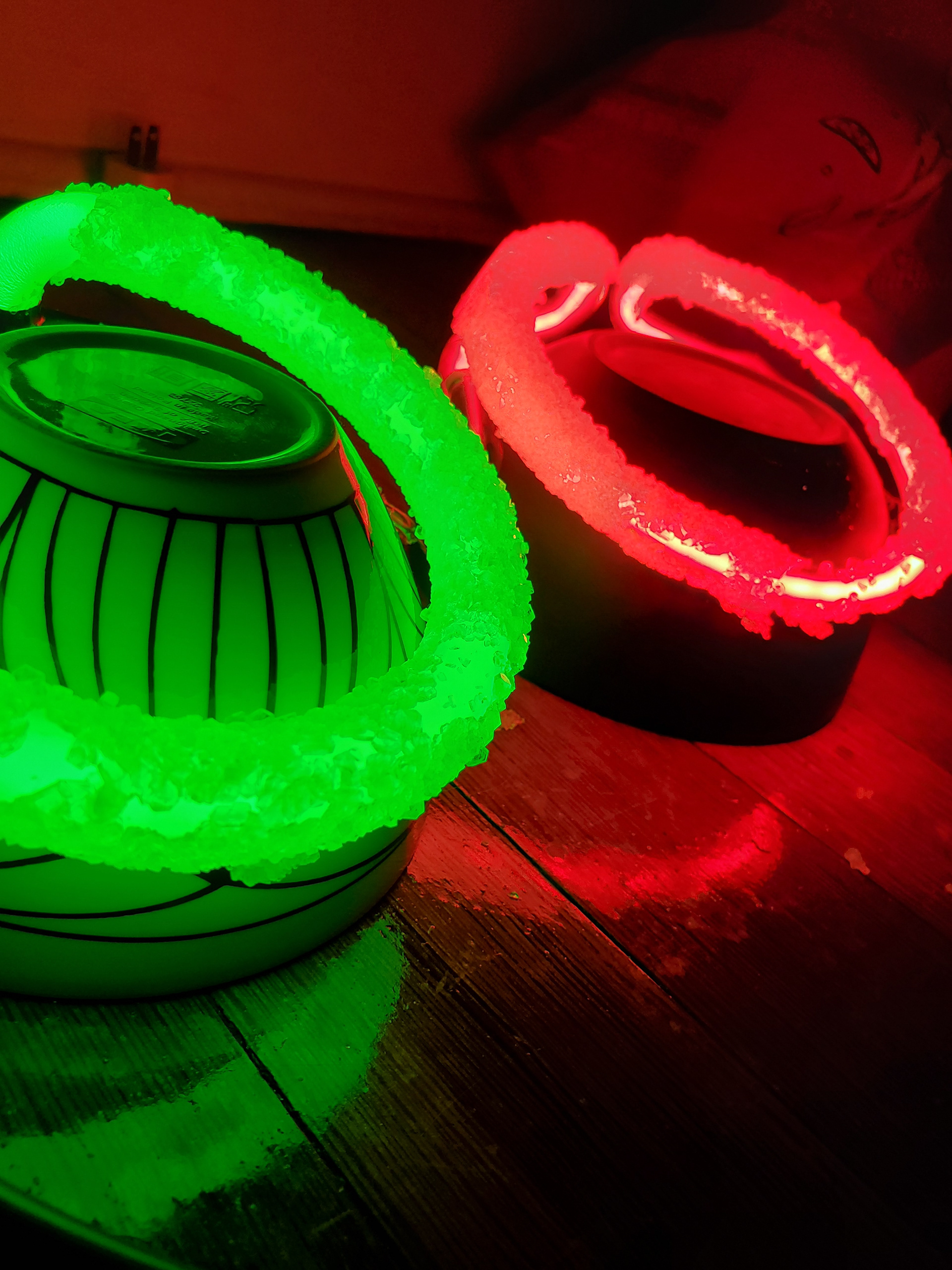 Collaboration with Matt Jacob, crystals grown on neon circles