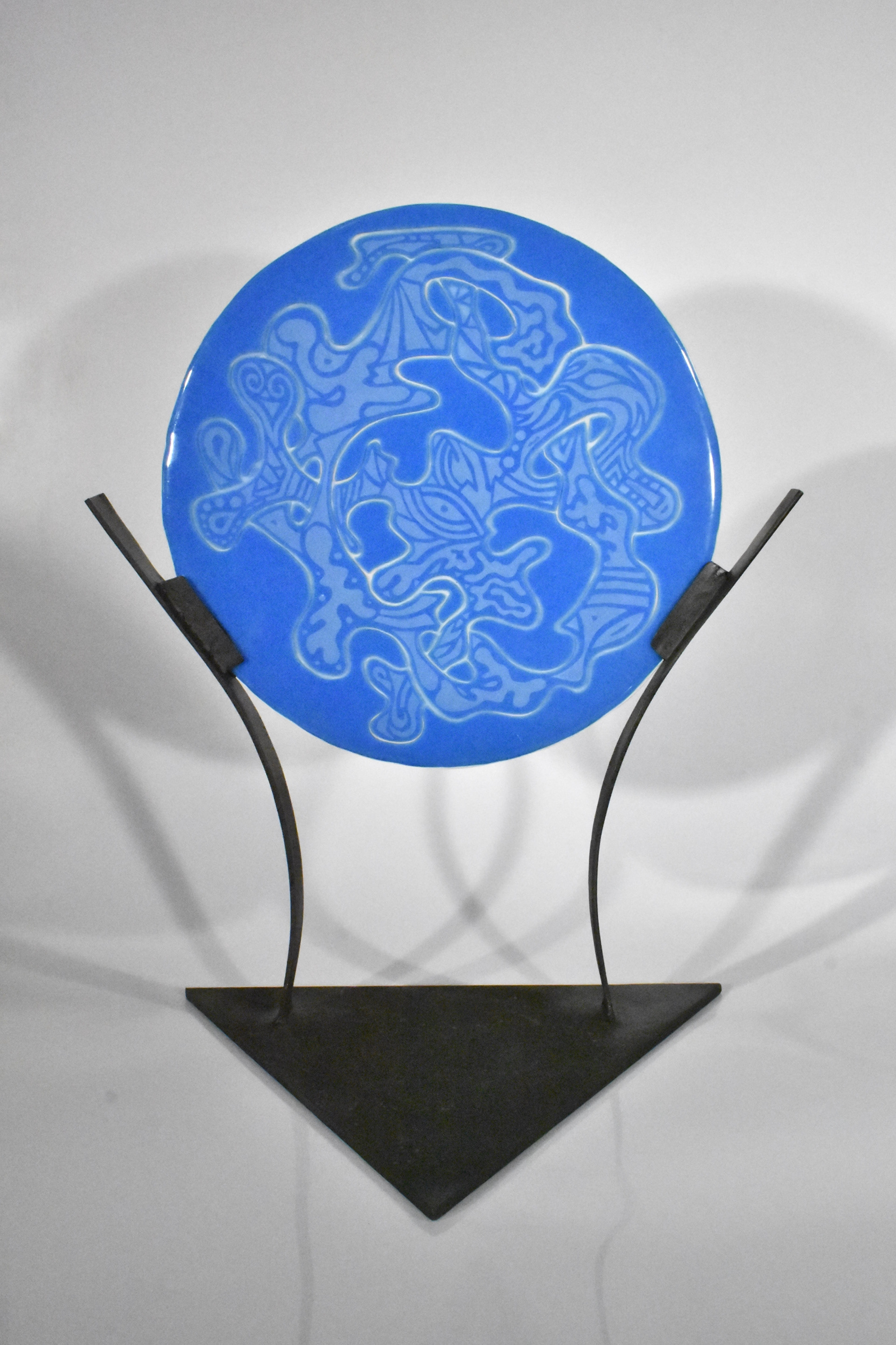 Finding Space, 2017, Fused glass and painted steel