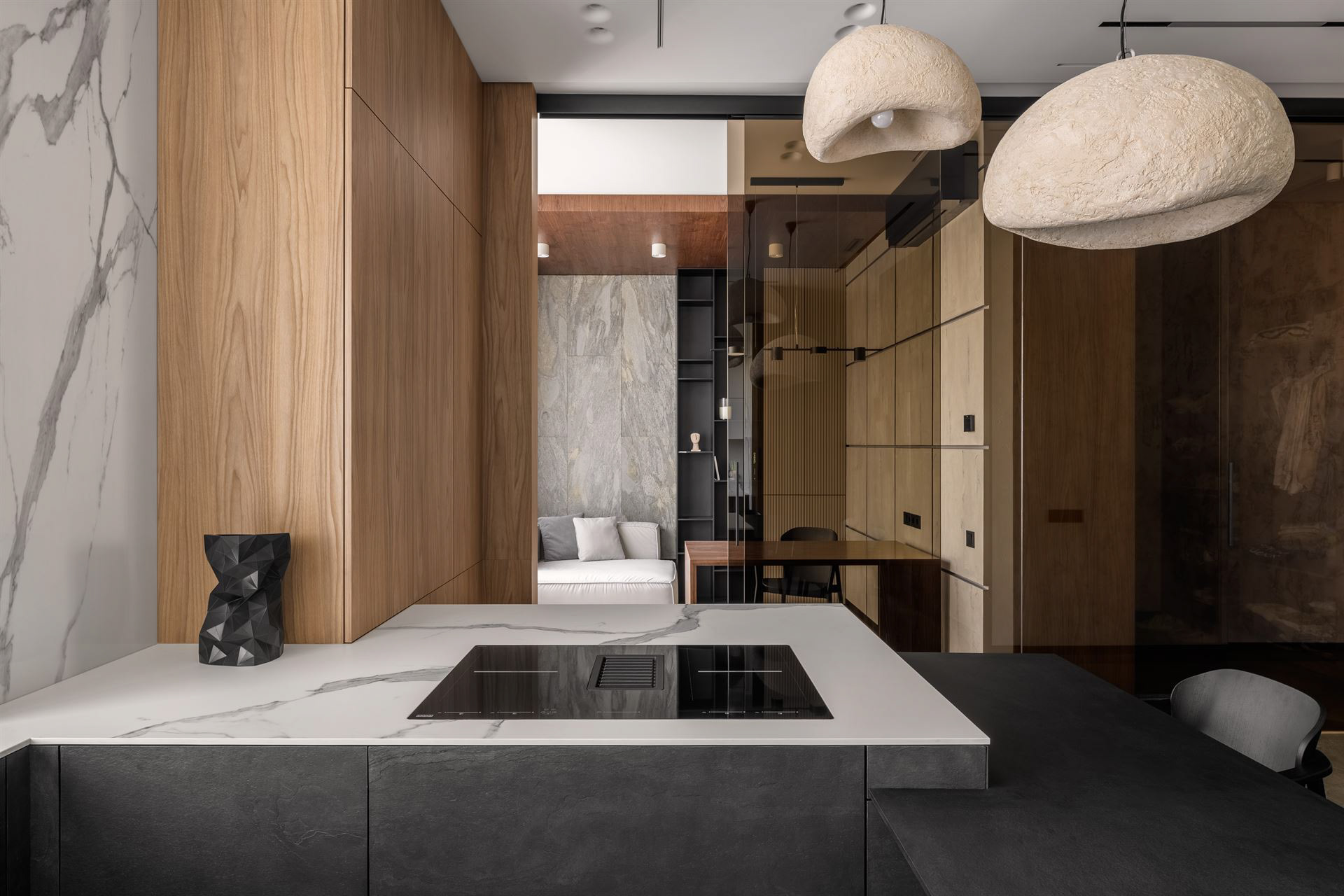 зйомка світильників KHMARA від Sergey Makhno Architects в інтер'єру кухні - фотограф нерухомості у Львові