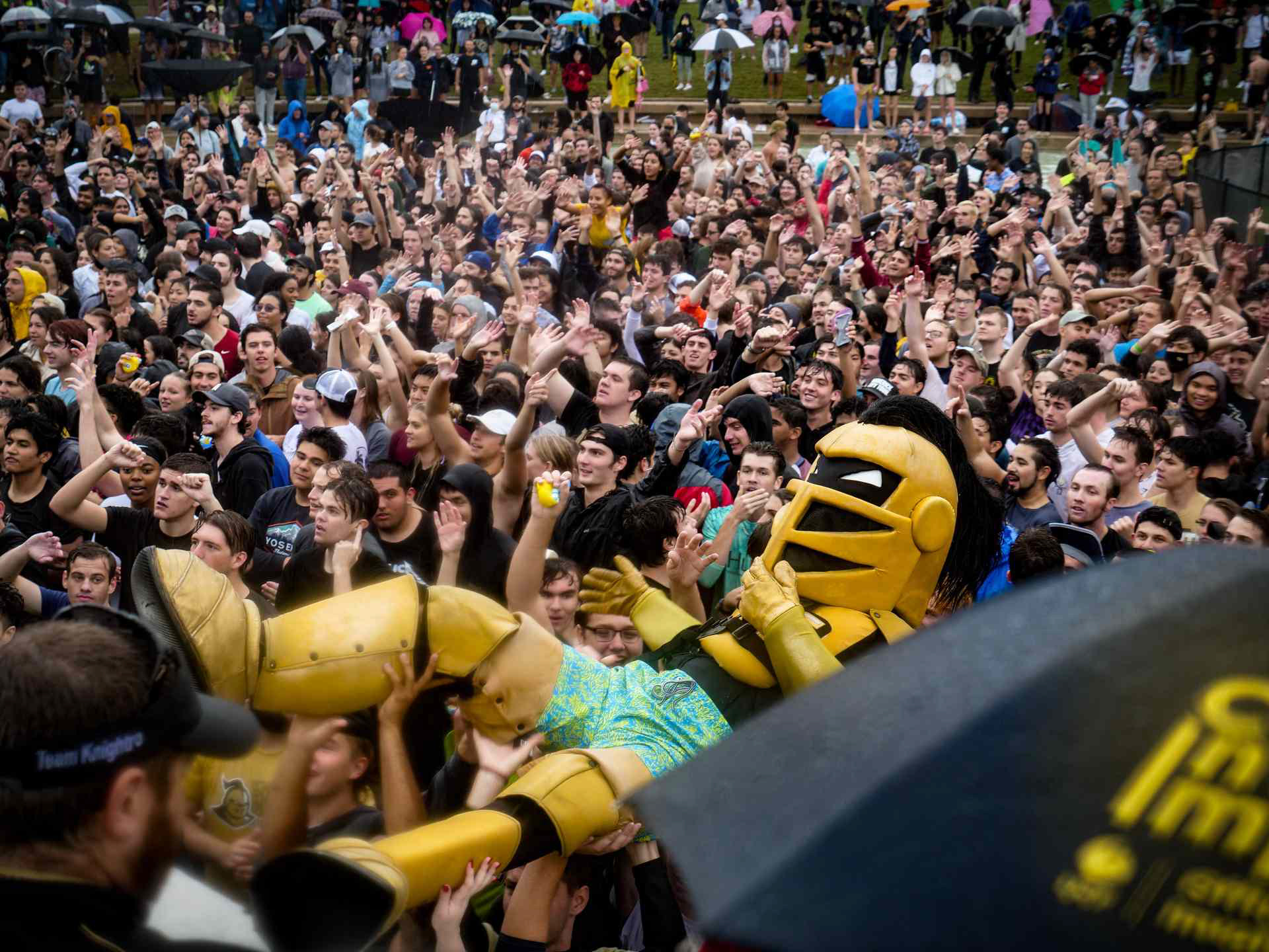 UCF's mascot Knightro, at Spirit Splash homecoming event. 