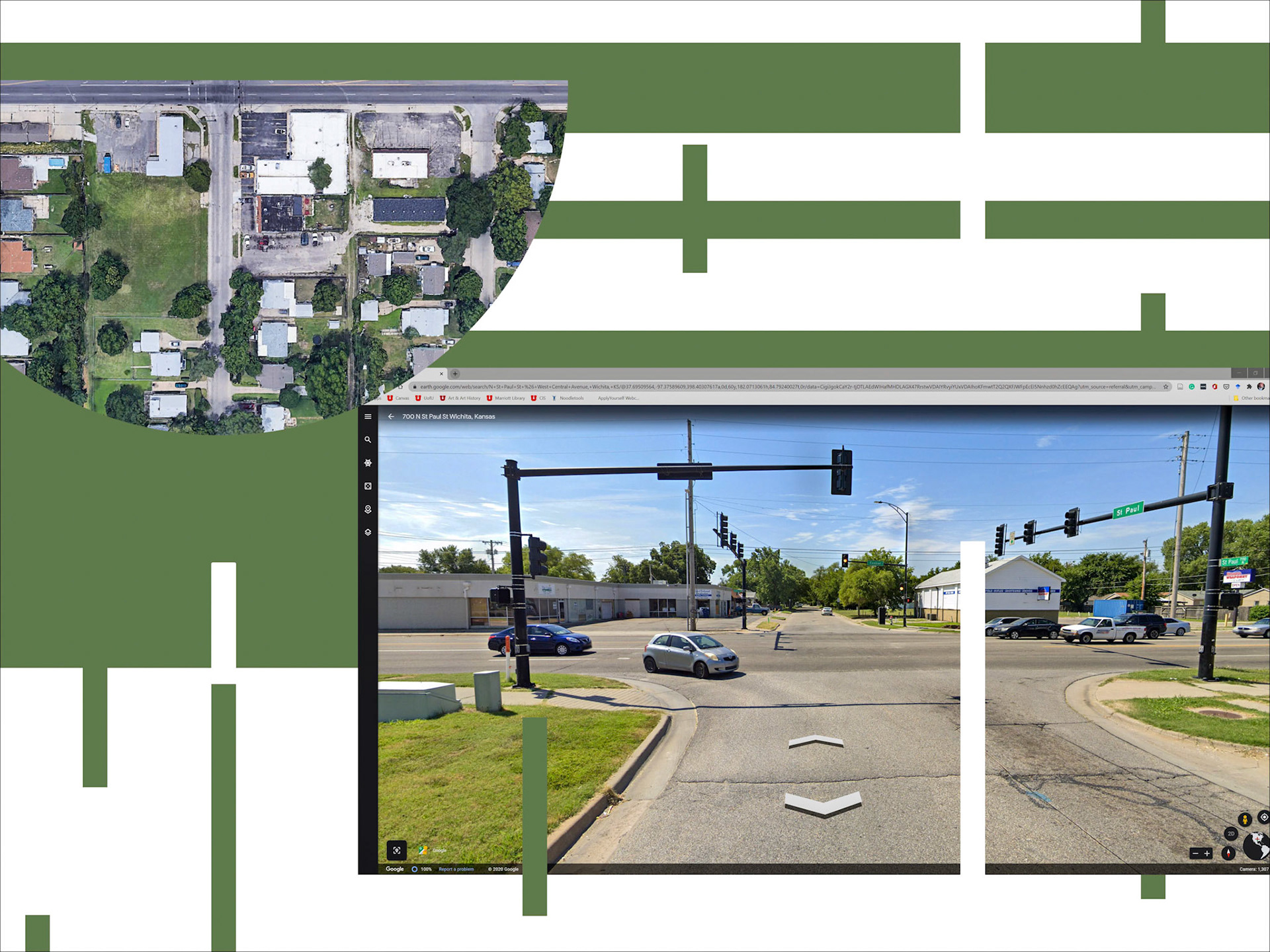 The Corner of St. Paul and Central in Wichita, KS, Facing South; Pigment print; 18 x 24 inches; © 2021
