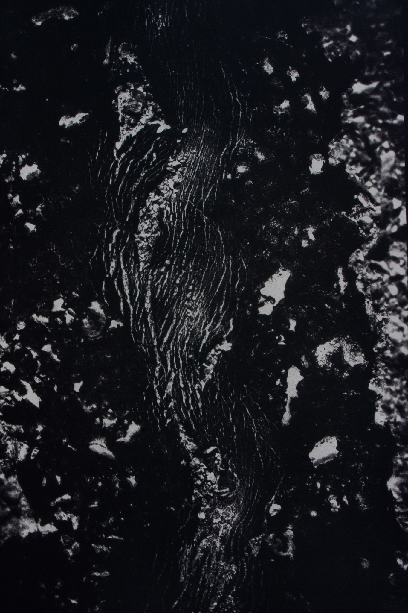 Twisted Knife Rapids, Plate 6; Multiple layer graphite & gum dichromate print, 18 x 12 inches; © 2009