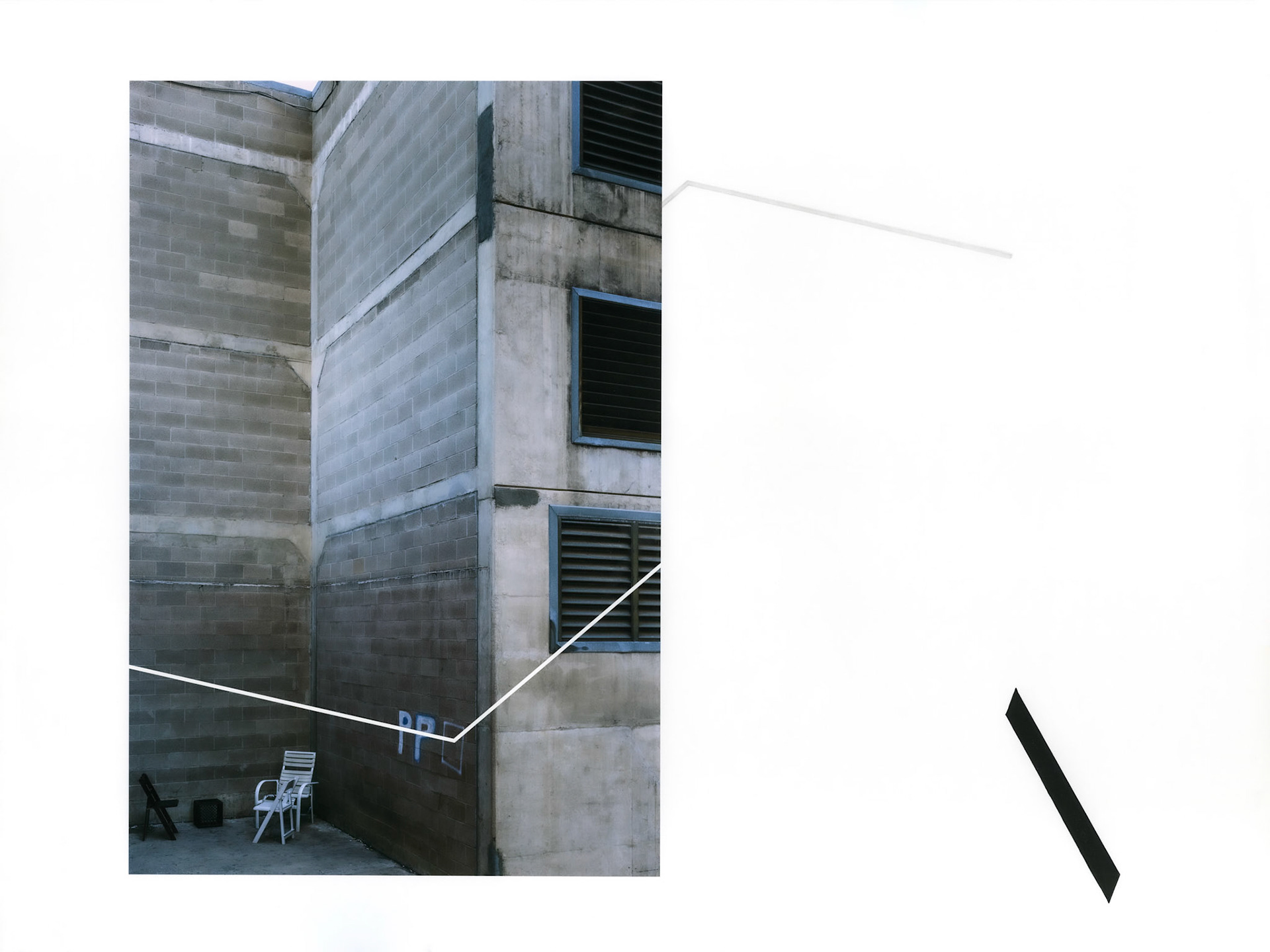 Construct No. A0483 (Back-alley Break); Pigment print, graphite and ink drawing, 18 x 24 inches; © 2018