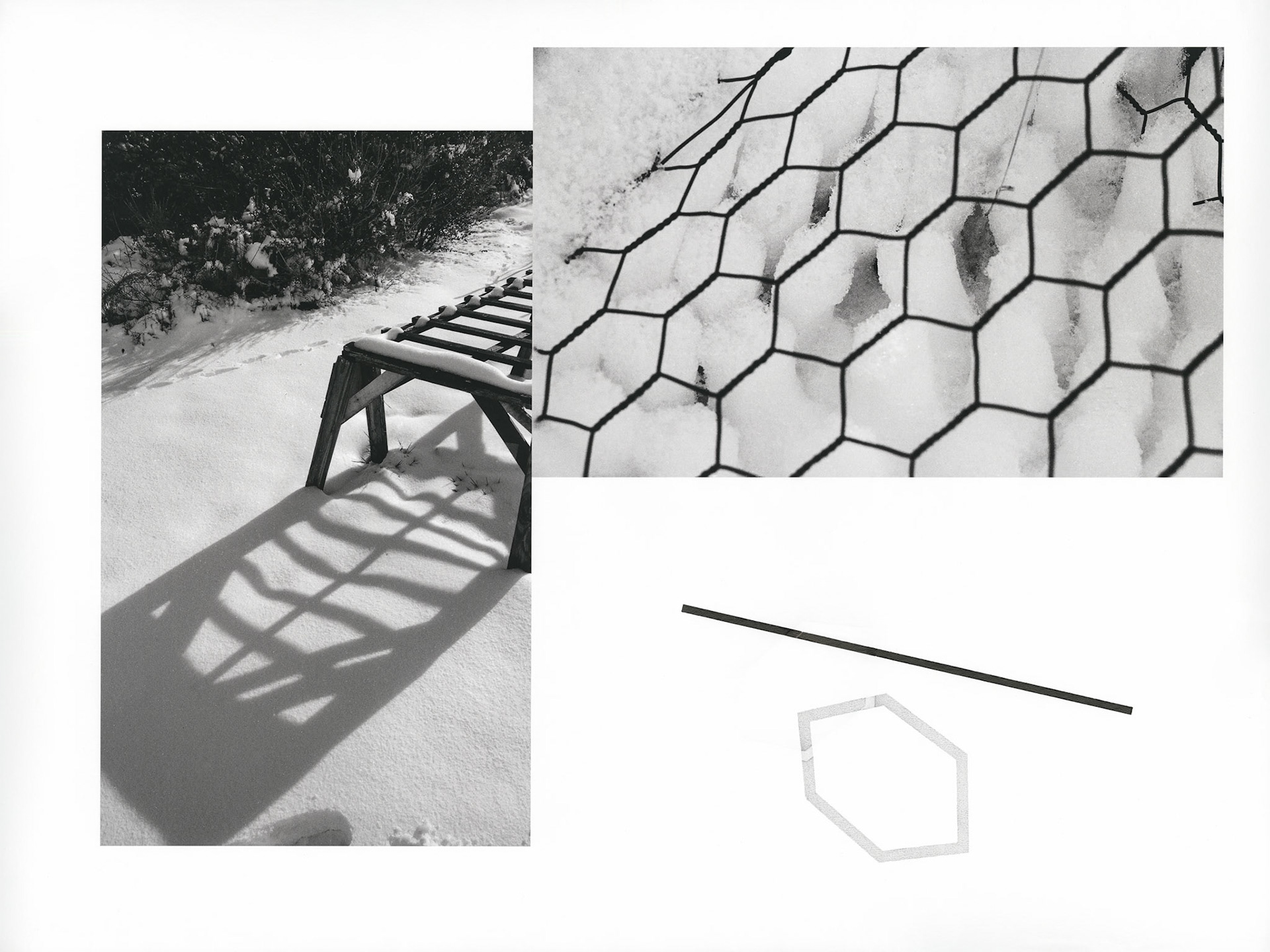 Construct No. 3-19 (Beehive in the Arizona Snow); Pigment print with graphite, ink and embossed drawings; 18 x 24 inches; ©2024