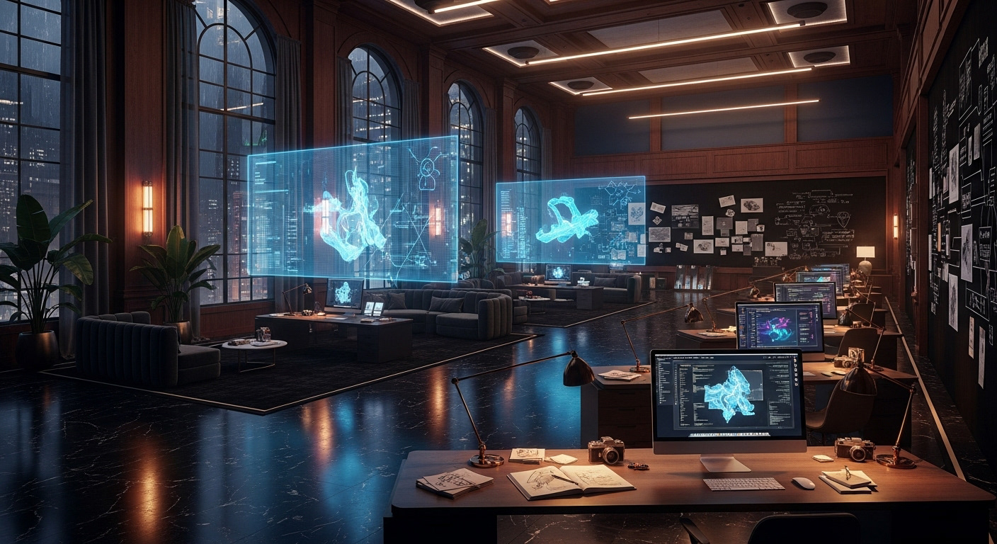 The AI Imagined futuristic NYX Studio Lab headquarters.