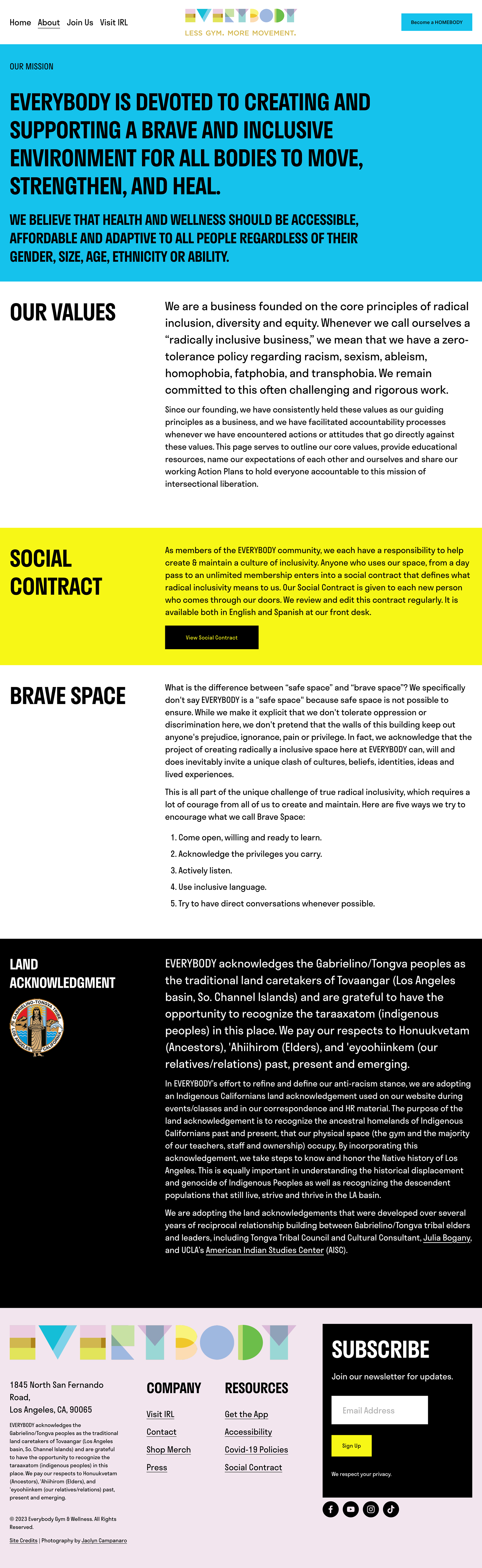 Mission and Values page