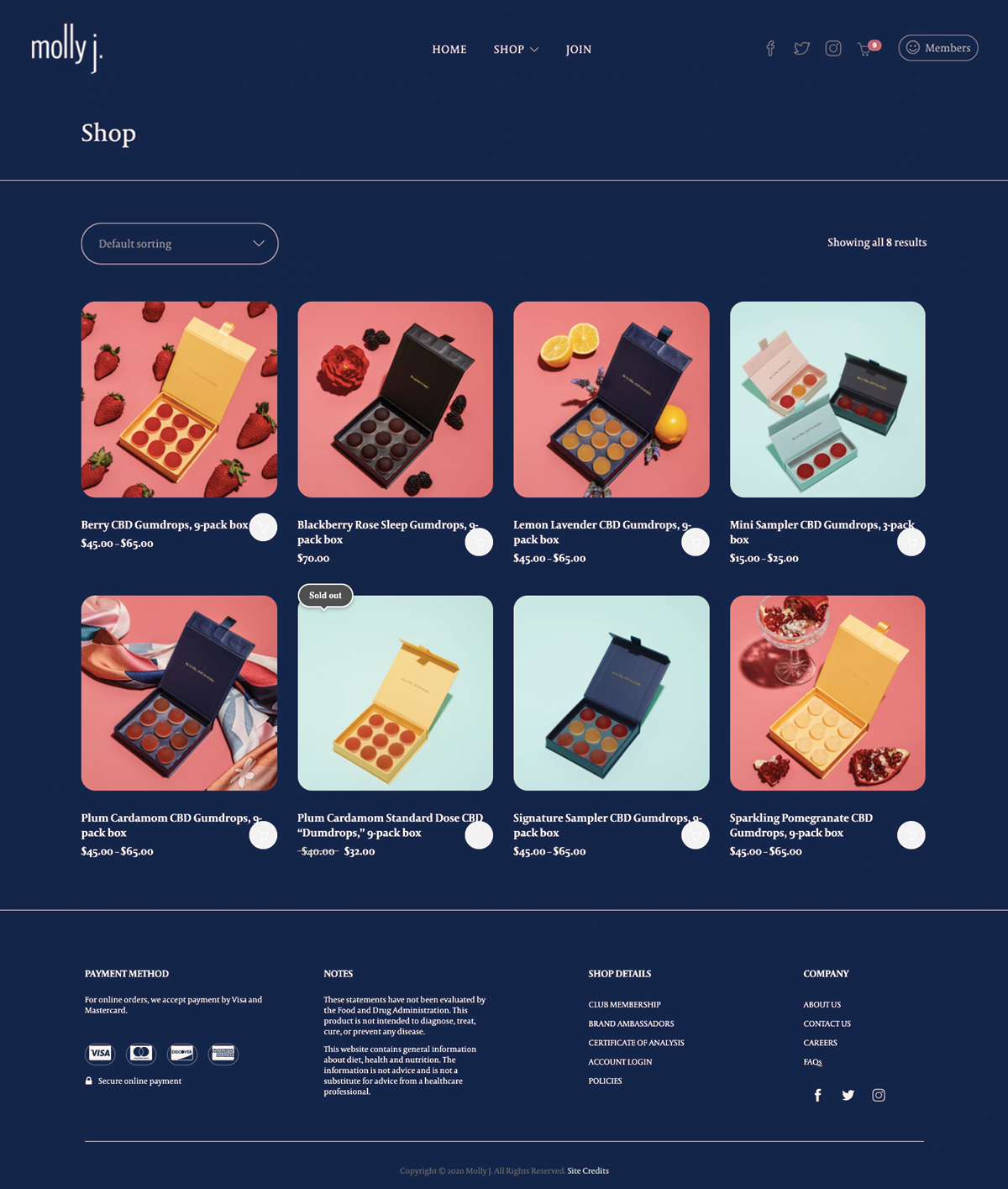 Shop page