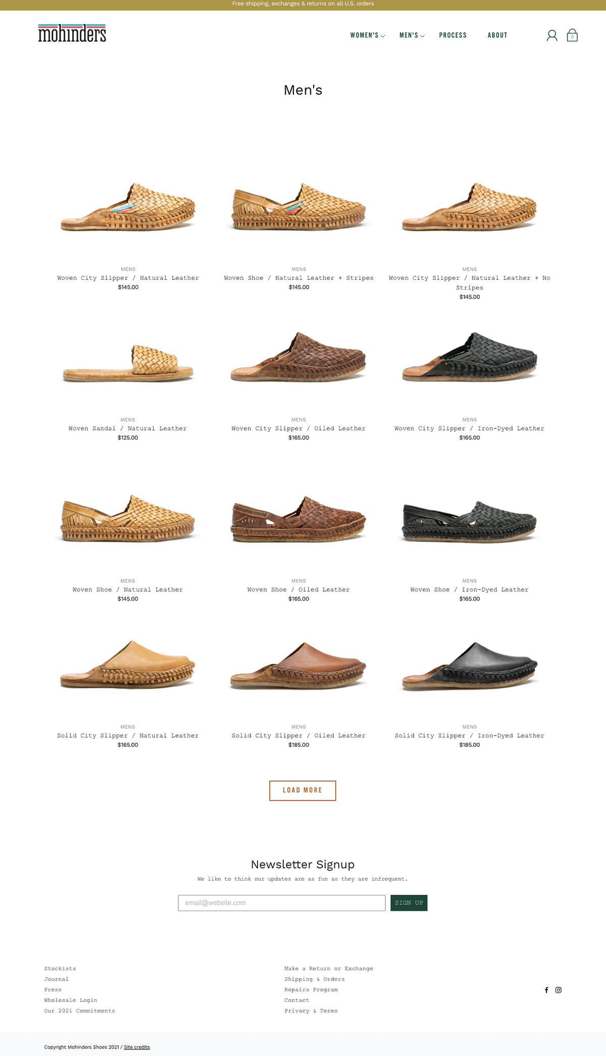 Men's shop page