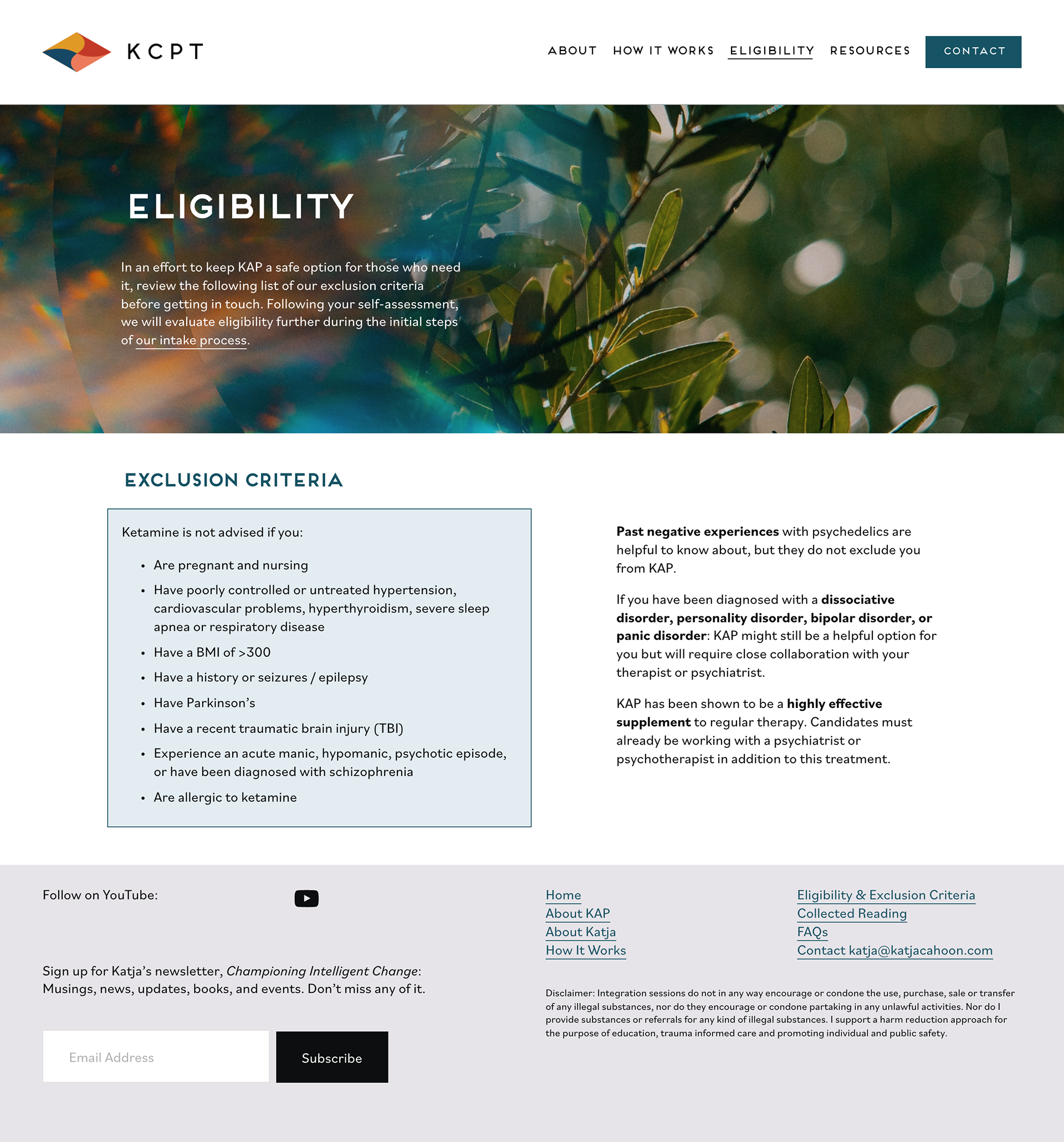 Eligibility page