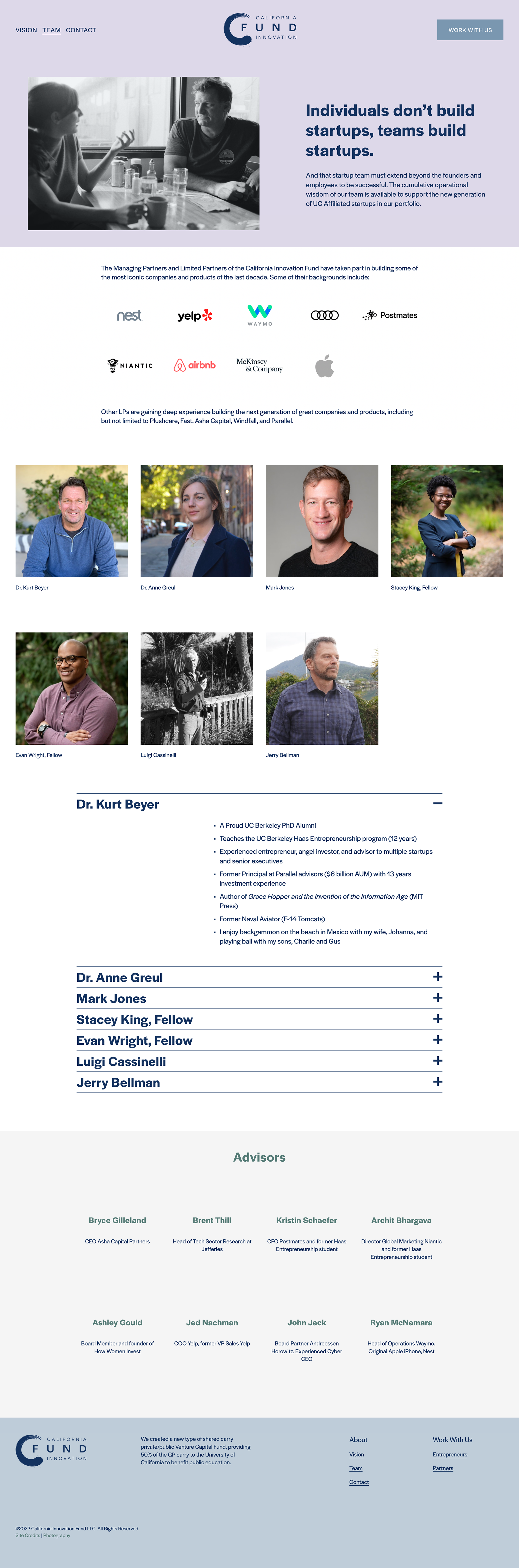 Team page