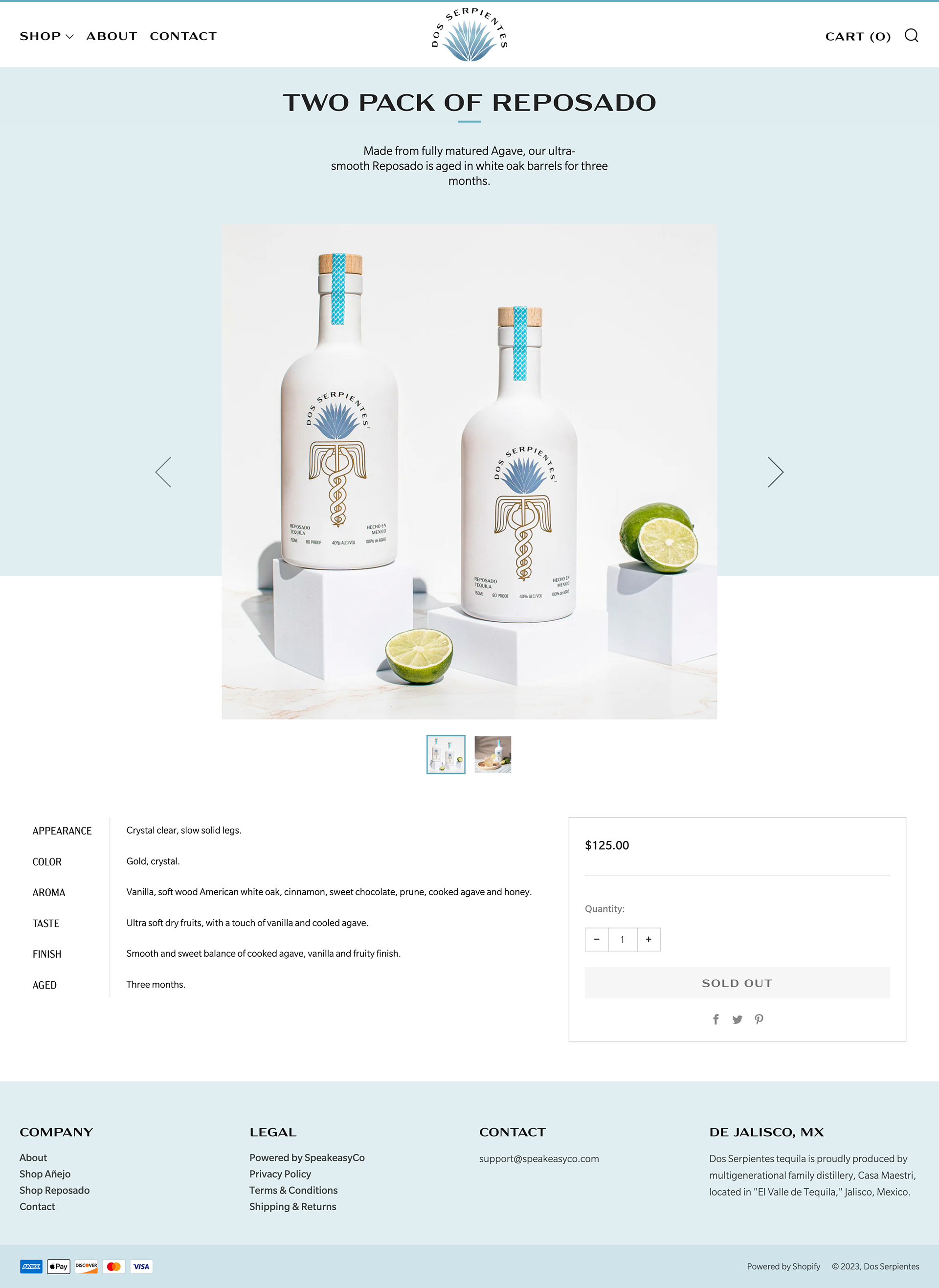 Dos Serpientes reposado product page
