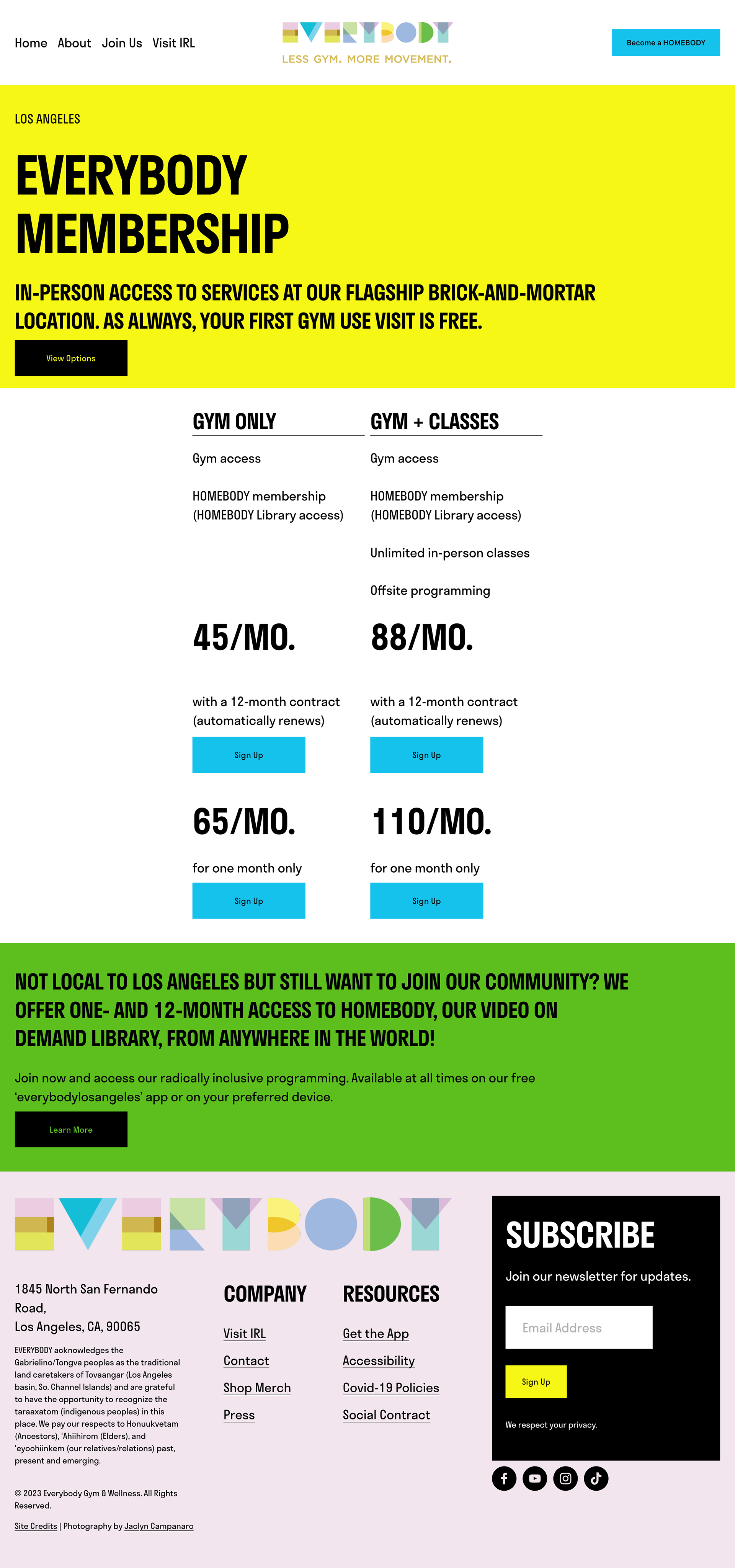 EVERYBODY (all-inclusive) membership page