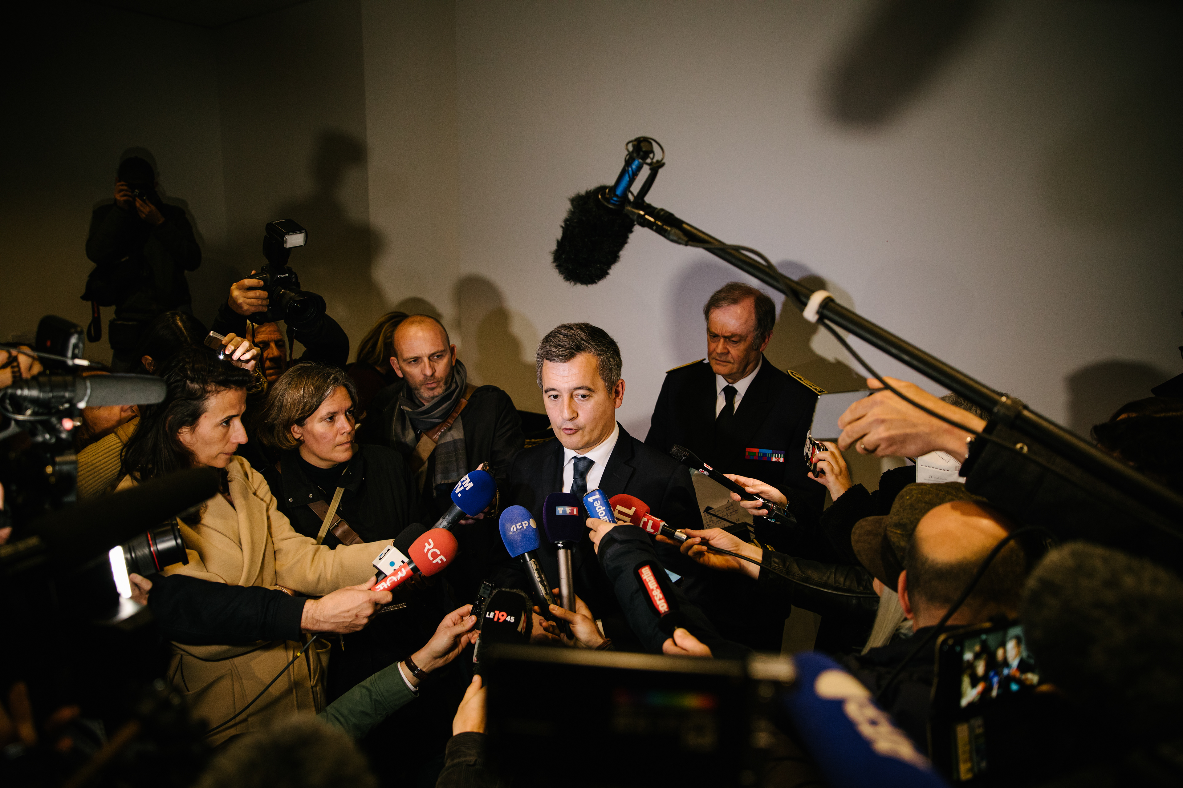 Déplacement du Ministre de l'Intérieur Gérald Darmanin suite à l'agression en prison dont a été victime Yvan Colonna - Ajaccio, 16/03/2022