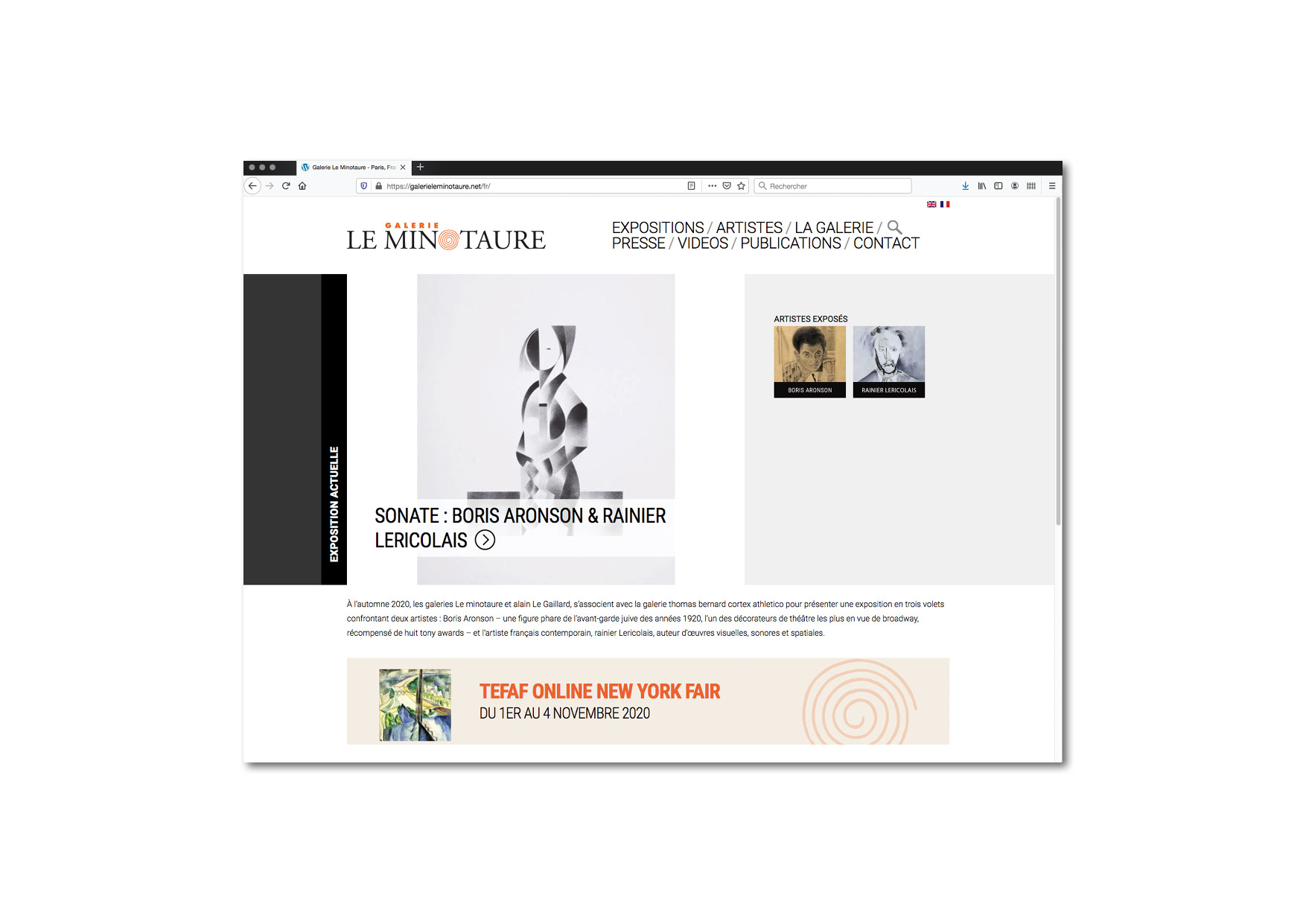 Site internet - Galerie le Minotaure